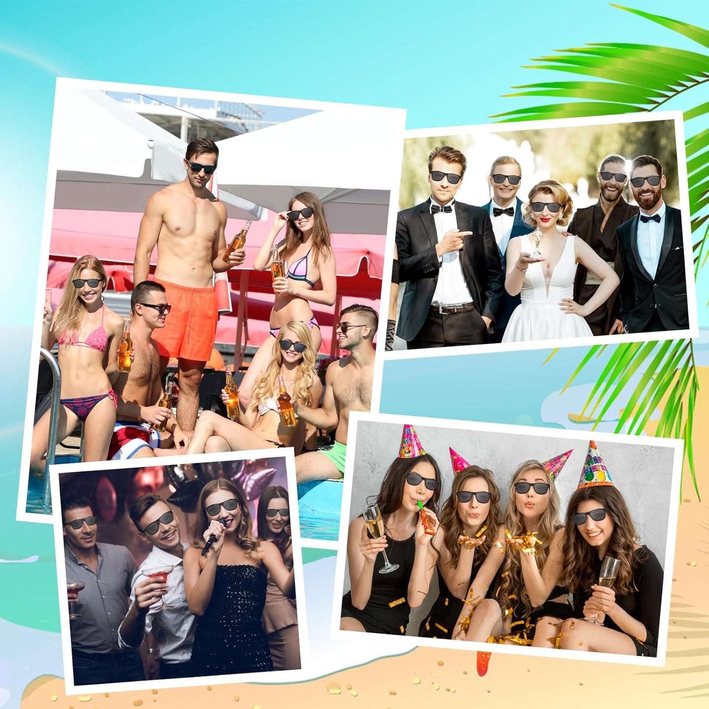 ASTARON Black Sunglasses Bulk, 6/12/24/48 Pack Sunglasses Party Favors for Summer Beach Pool Birthday Wedding Party Supplies