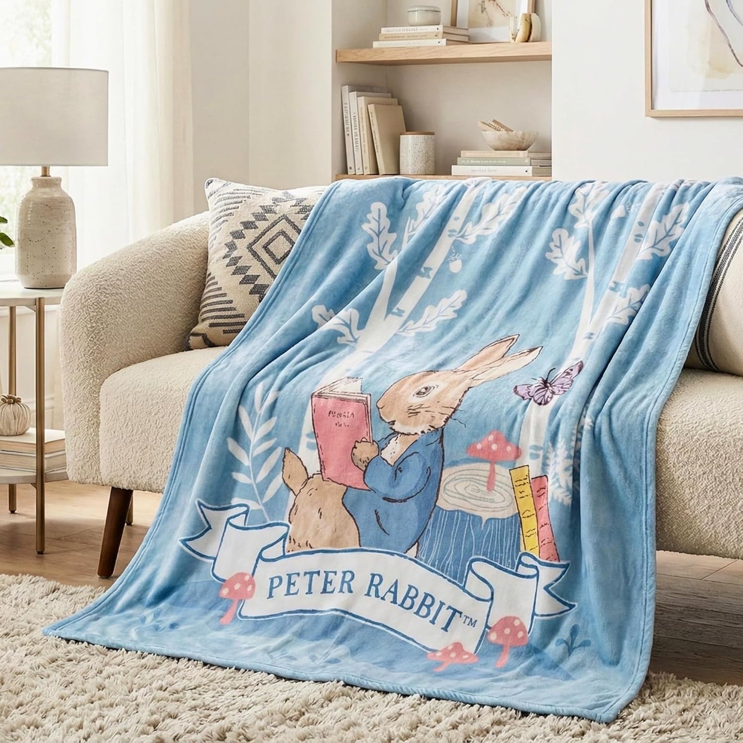 Peter Rabbit Book Easter Basket Stuffer & Spring Kids Bedding Super Soft Cozy Throw, 46 in x 60 in, (Officially Licensed Product) by Franco