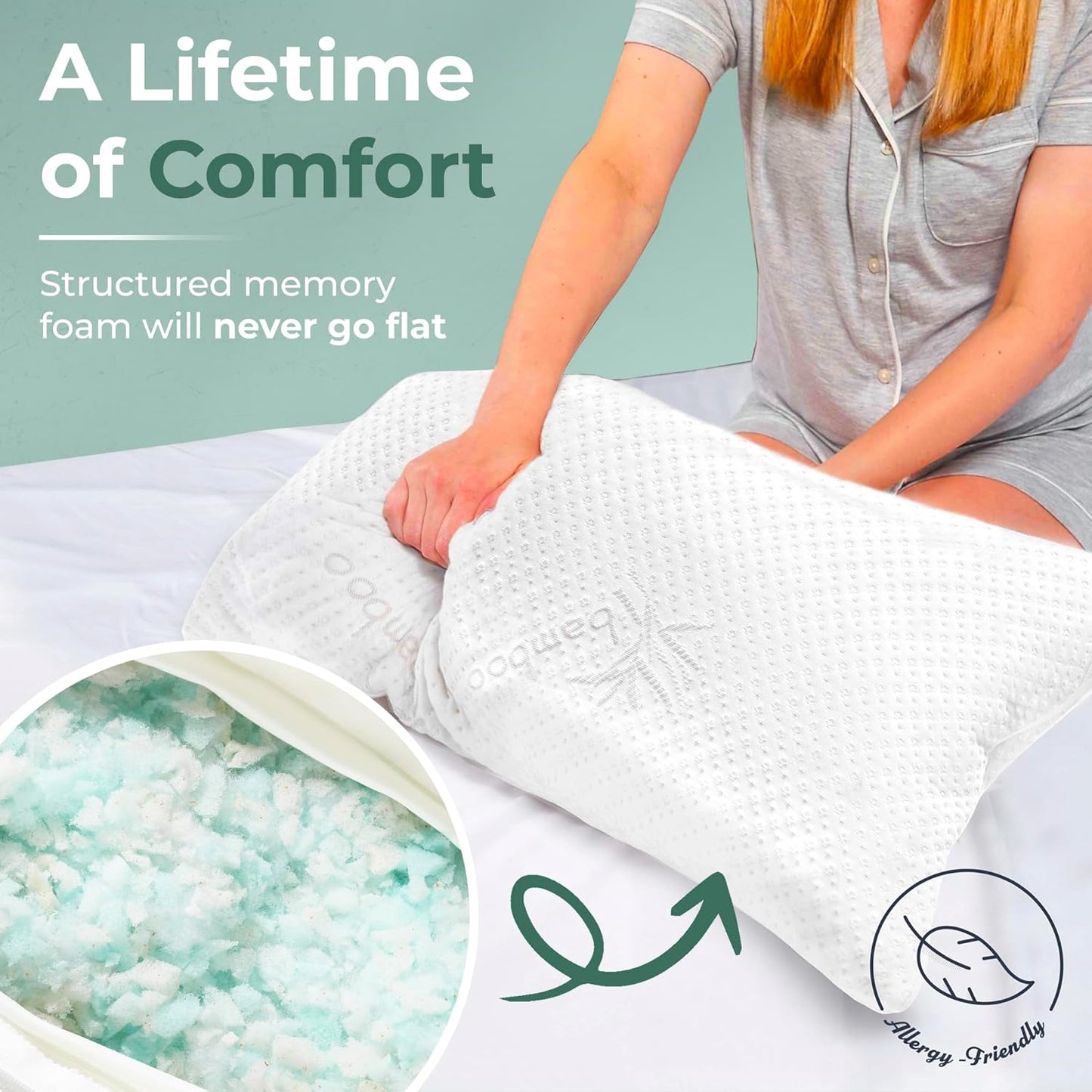 Snuggle-Pedic Travel Shredded Memory Foam Support Pillow - Compact Cooling Ergonomic Design for Side Sleepers, Pregnancy, Post-Surgery, Neck and Lumbar Support - Lightweight & Washable - USA Quality
