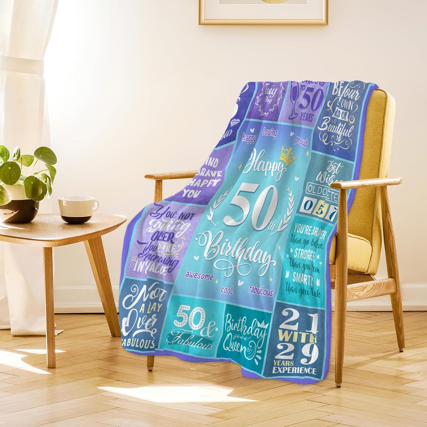 Happy 50th Birthday Gifts for Women, 50 Year Old Birthday Gifts for Women Turning 50, 50th Birthday Decorations Idea, Female 50th Birthday Gifts for Her, 50th Birthday Blanket Gifts 60”X50”