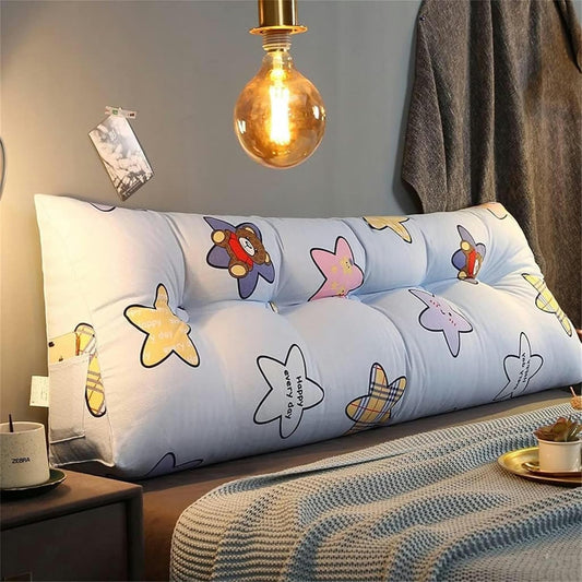 Headboard Bolster Support Pillow, Removable Washable Waist Pad Large Sofa Cushion Bedside Pillow Soft Triangle Reading Cushion Bed Rest Pillows(C,180x20x50cm)