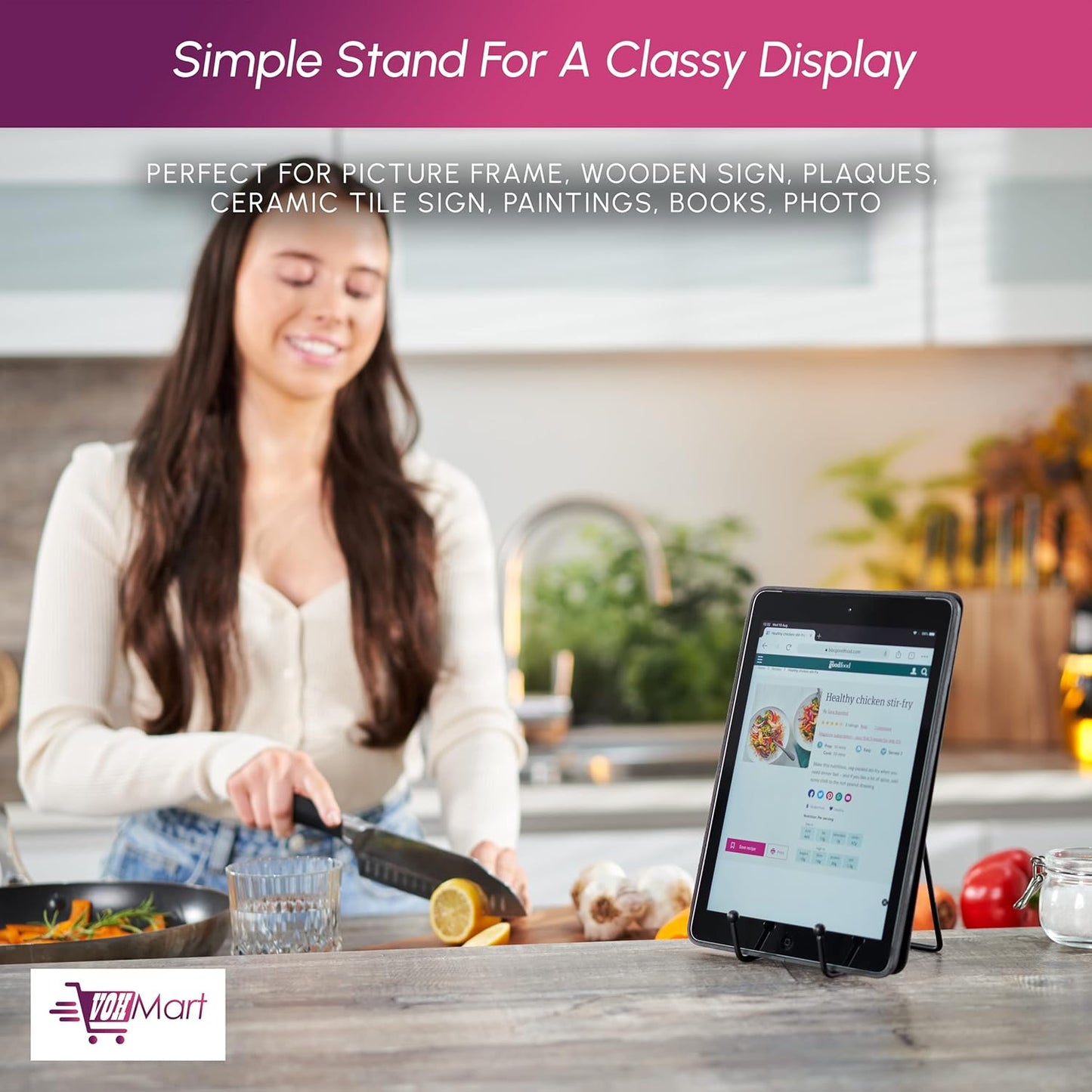 Plate Stands for Display-2 Pack 6 Inch Black Metal- Book Holder & Book Stand for Table, Racks-Trendy & Sturdy Display Stand for Decorative Art Plate, Tablets-Picture Stand for Party Decor (Black, 2 Pack 6 Inches)