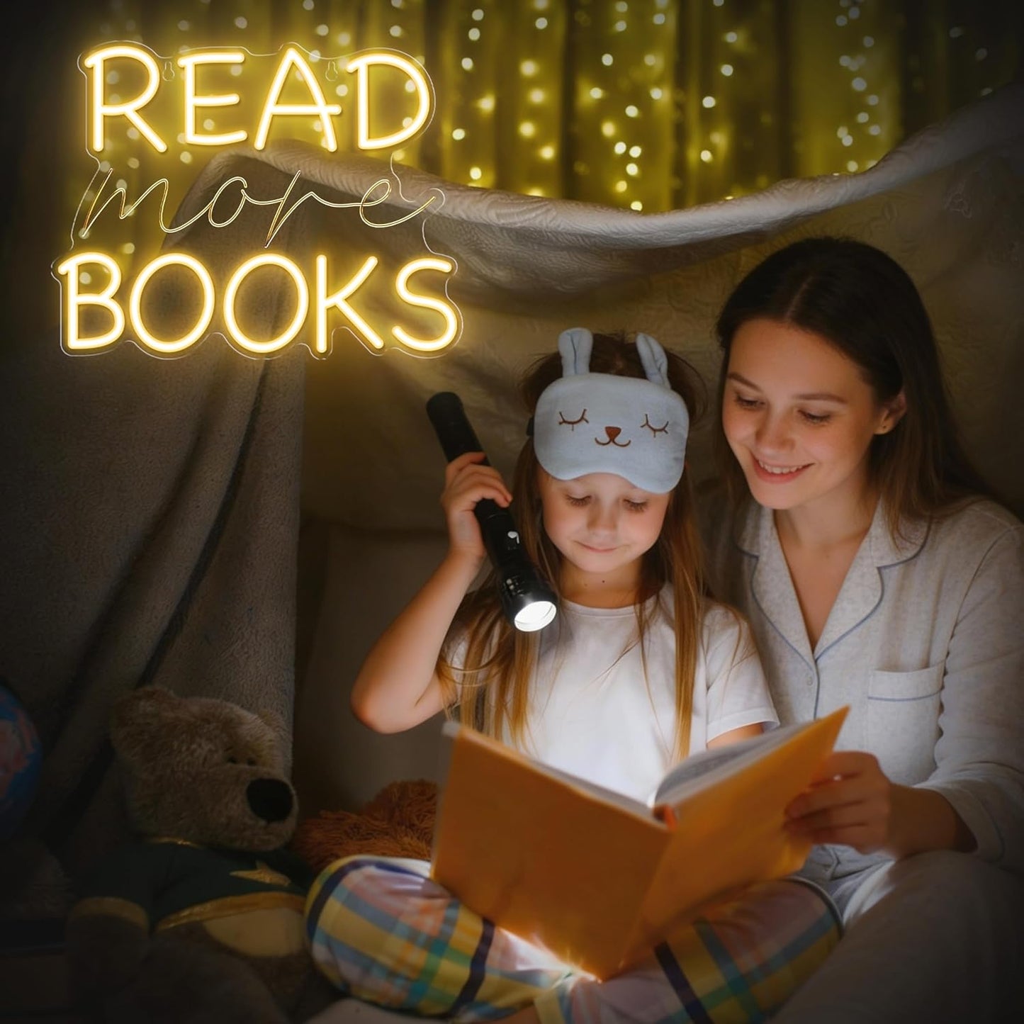 Kavaas Read More Books Neon Sign Reading Corner LED Light Neon Signs for Library Classroom Book Club Wall Decor -Best Back to School Gifts for Teens Kids
