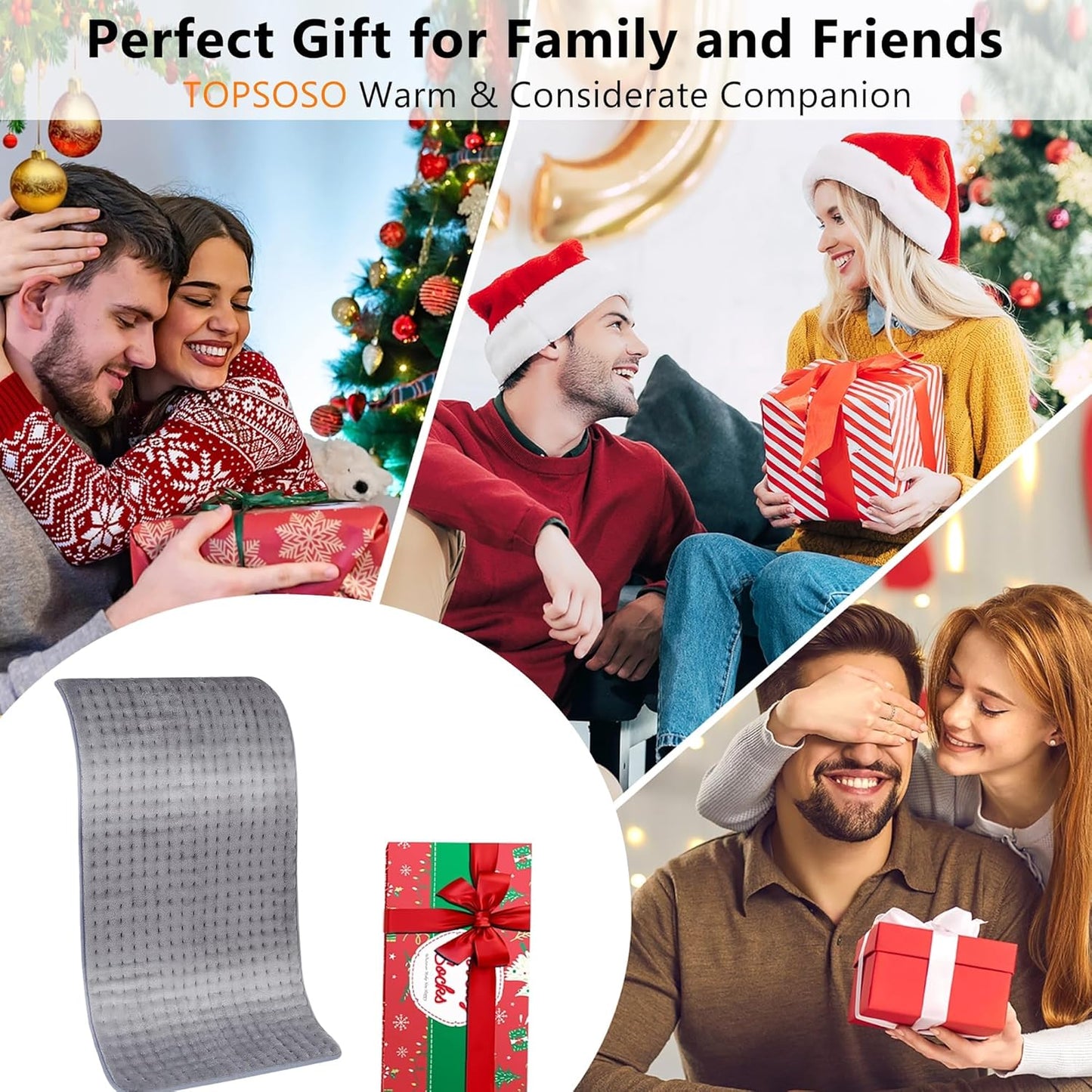 Heated Throw Blanket - 20"x40" Extra Large Heating Pad for Back Pain & Cramps Relief, 10 Heat Modes & 3 Timer Settings, Machine Washable, Electric Throw, Gifts for Her or Him