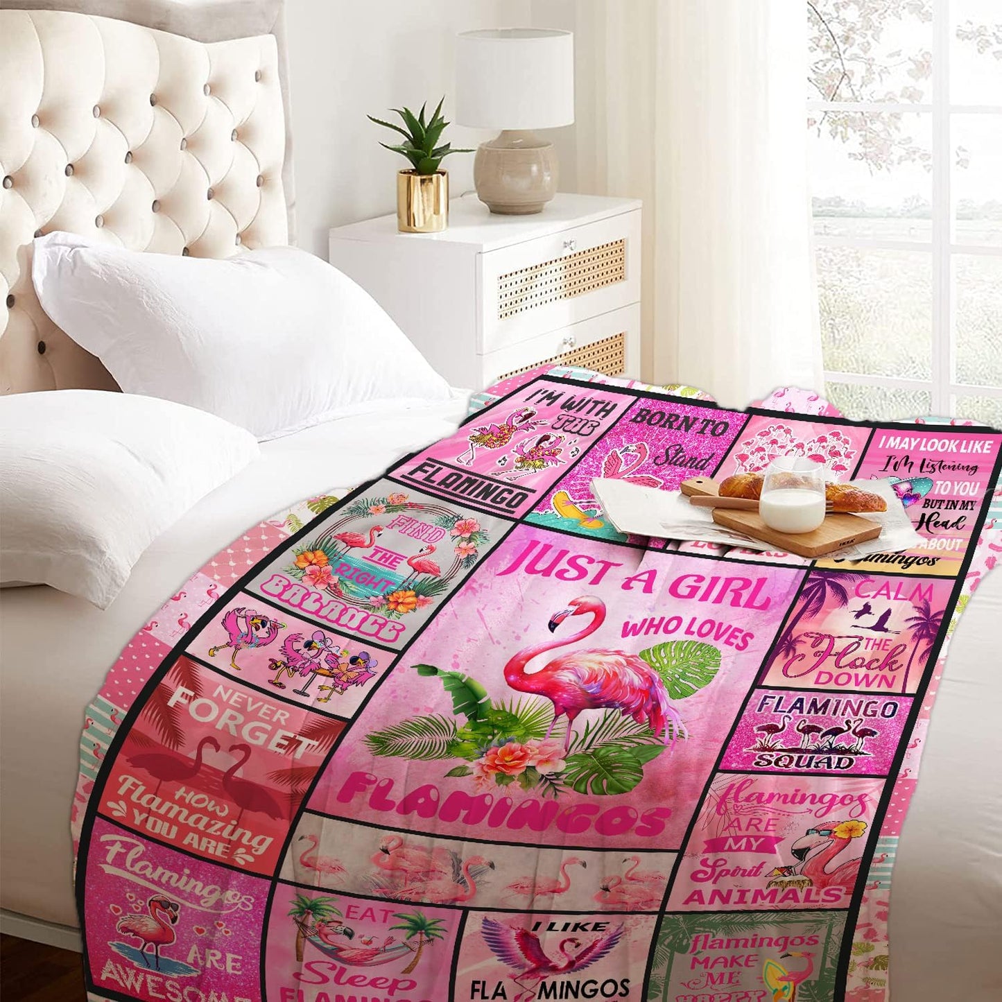 Flamingo Blanket Gifts for Women Girls Flamingo Lovers Stuff Birthday Gifts Decor Soft Flannel Throw Blanket 50" x 40"
