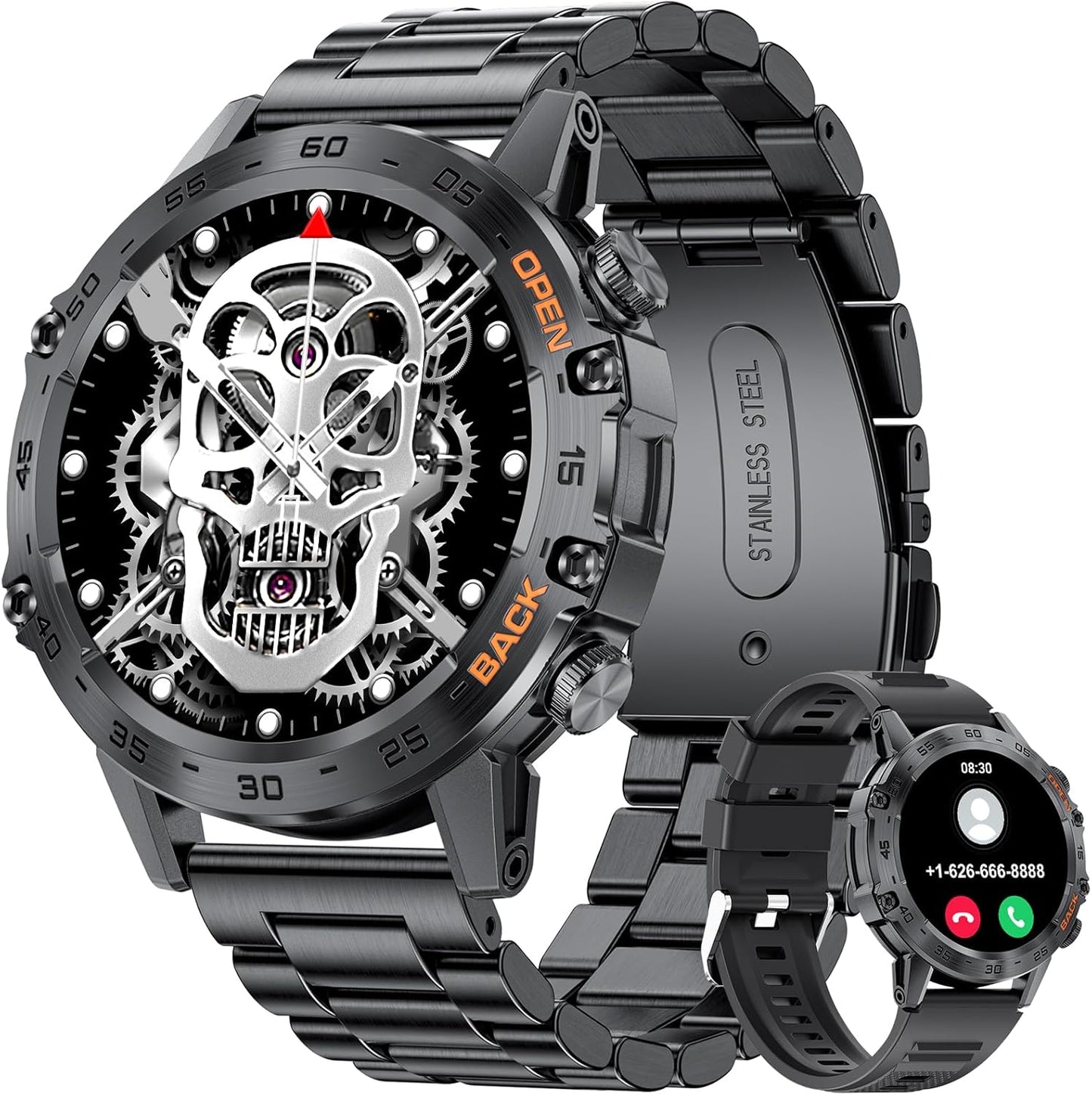 SUNKTA Military Smart Watch for Men(Answer/Dial Calls),100 Sports Modes, 5ATM Waterproof Fitness Watch with Heart Rate/SpO2/Blood Pressure for Android and iOS,1.39''HD DIY Screen Smartwatch Black
