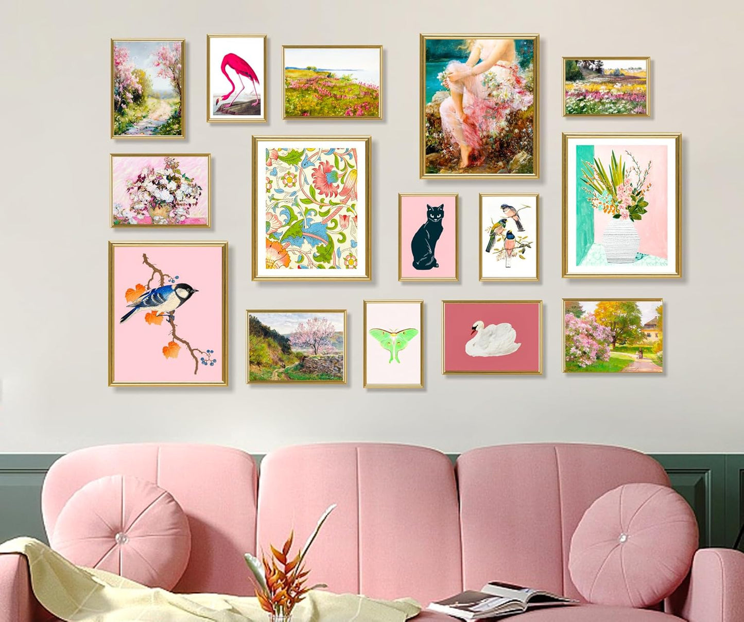 18 PCS Colorful Eclectic Wall Art Decor, Famous Artist Posters ,Eclectic Room Decor Aesthetic, Vintage Maximalist Wall Decor, French Country Decor Botanical Boho Wall Decor for Bedroom Dorm (L1)