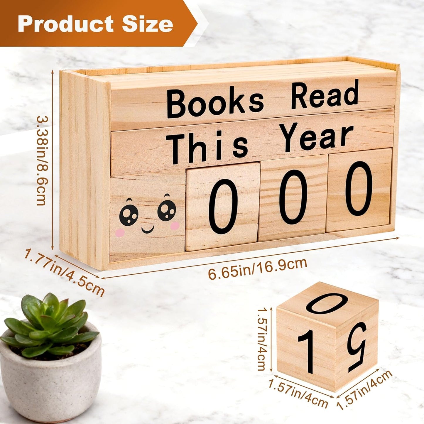 Books Read This Year Counter, Anglecai Book Tracker for Reading Goal Display Wooden Book Reading Tracker Sign Up to 999 Books, Bookworm Gift for Bookshelf Decor, Book Lovers