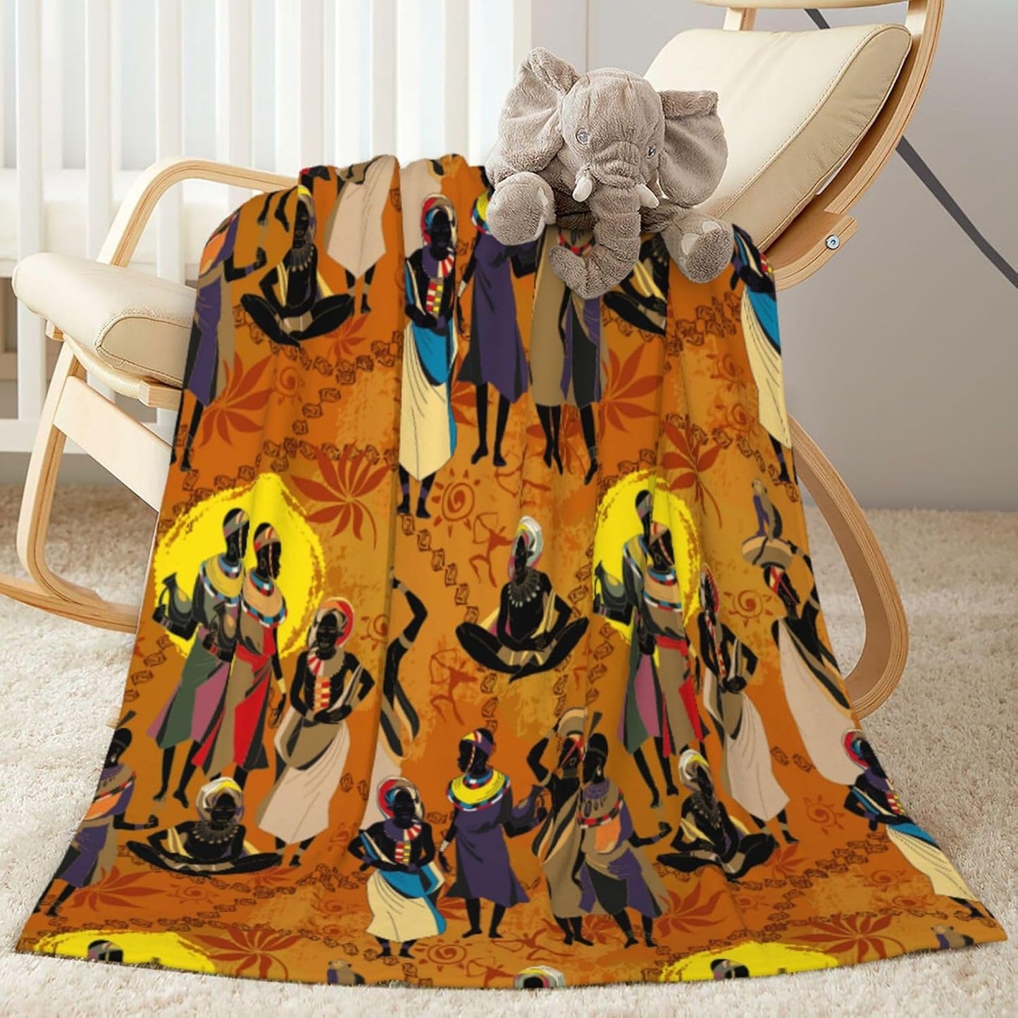 Black Women Fleece Throw Blanket Ultra Soft Cozy Ethnic African American Decorative Flannel Blanket for Home Bed Couch Chair Travel 60x50in
