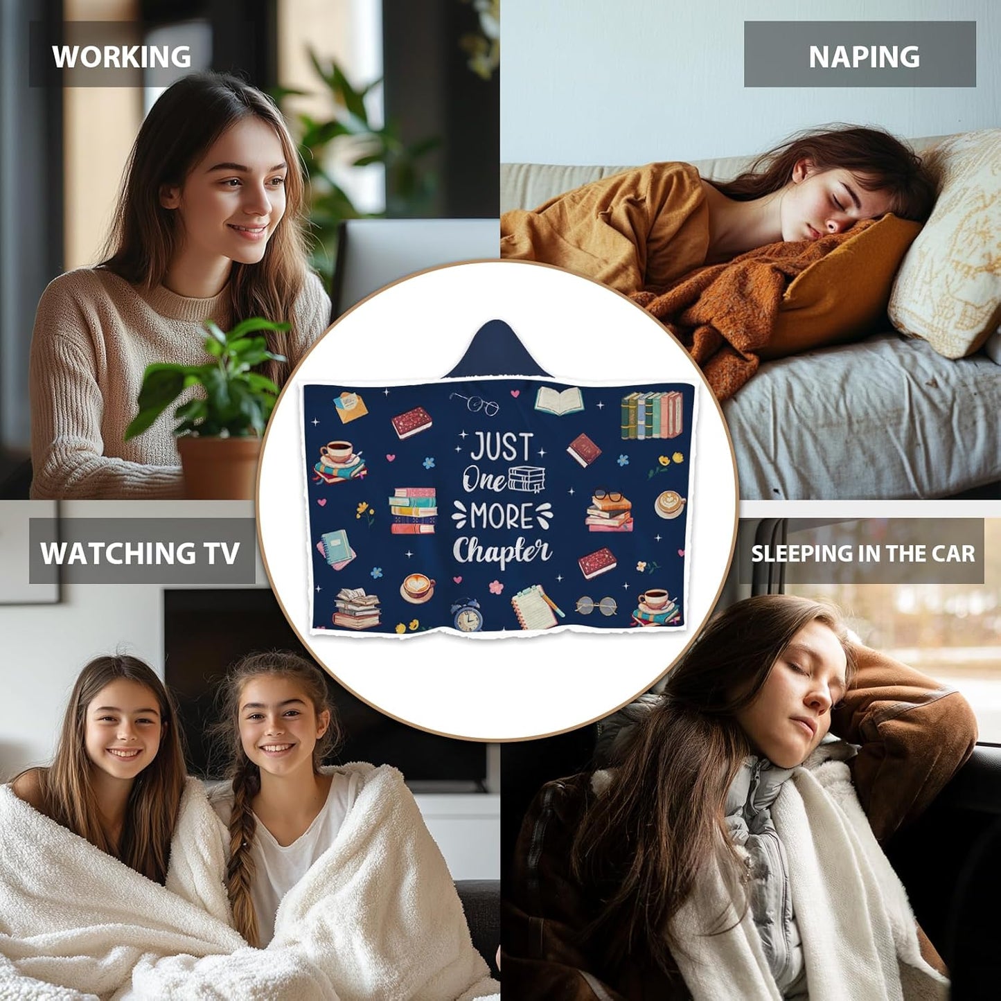 Book Lovers Gifts, Bookish Gifts for Book Lovers, Wearable Blanket Hoodies for Adults Readers, Oversized Reading Blanket Wearable, Bookworm/Reading Gift for Thanksgiving Christmas