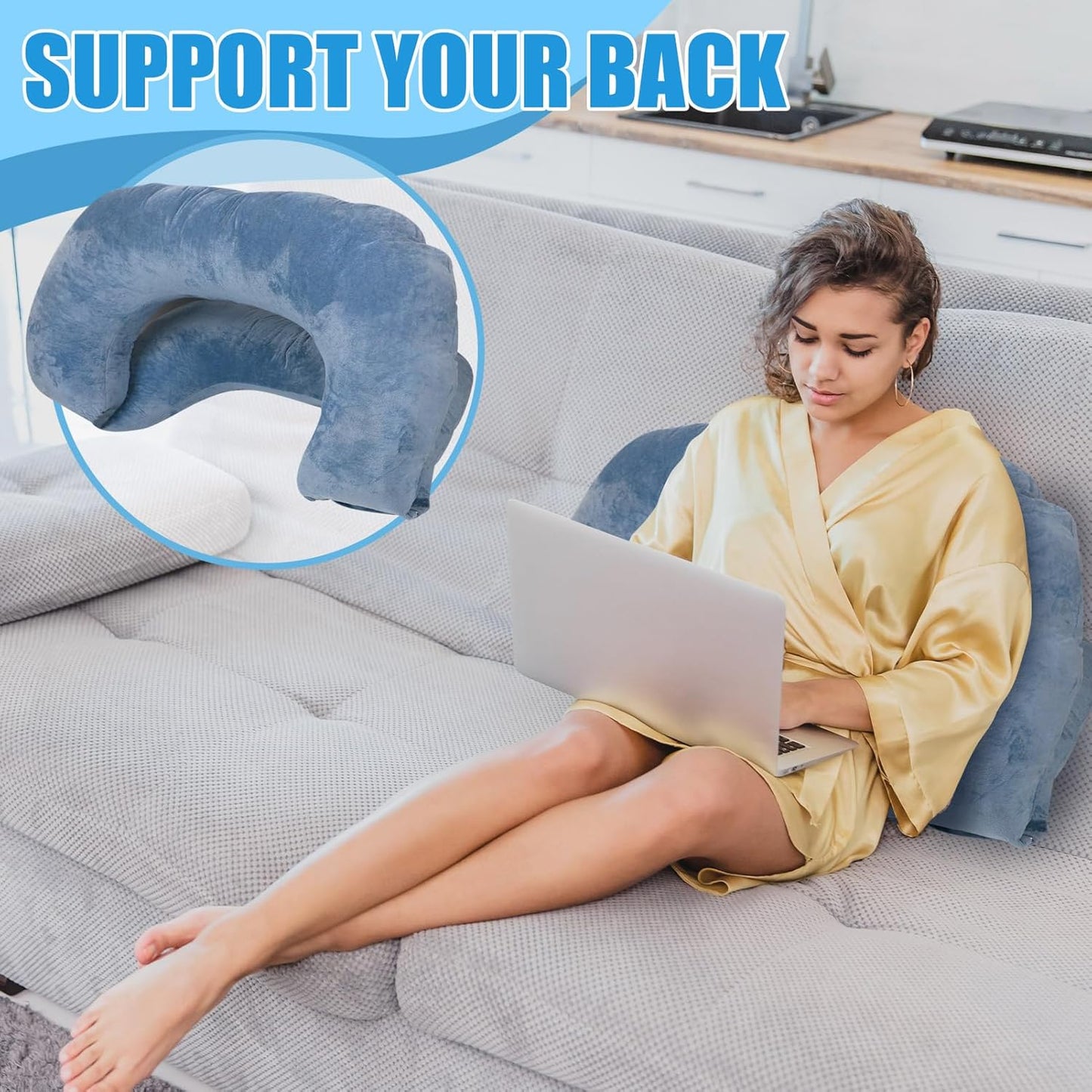 Gugxiom Reading Pillow, Removable Bedside Cushion for Waist and Neck Protection, U-Shaped Sitting up Pillow for Adults and Children for Resting, Reading, Playing and Relaxing