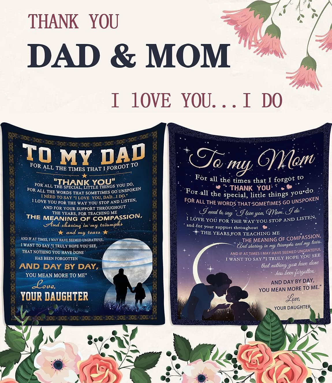 to My Dad from Daughter Flannel Fleece Throw Blanket 50"x40", Grateful Love Birthday Gift Throws Blankets, Happy Father's Day Present for Sofa, Super Cozy Lightweight Father Gifts Idea