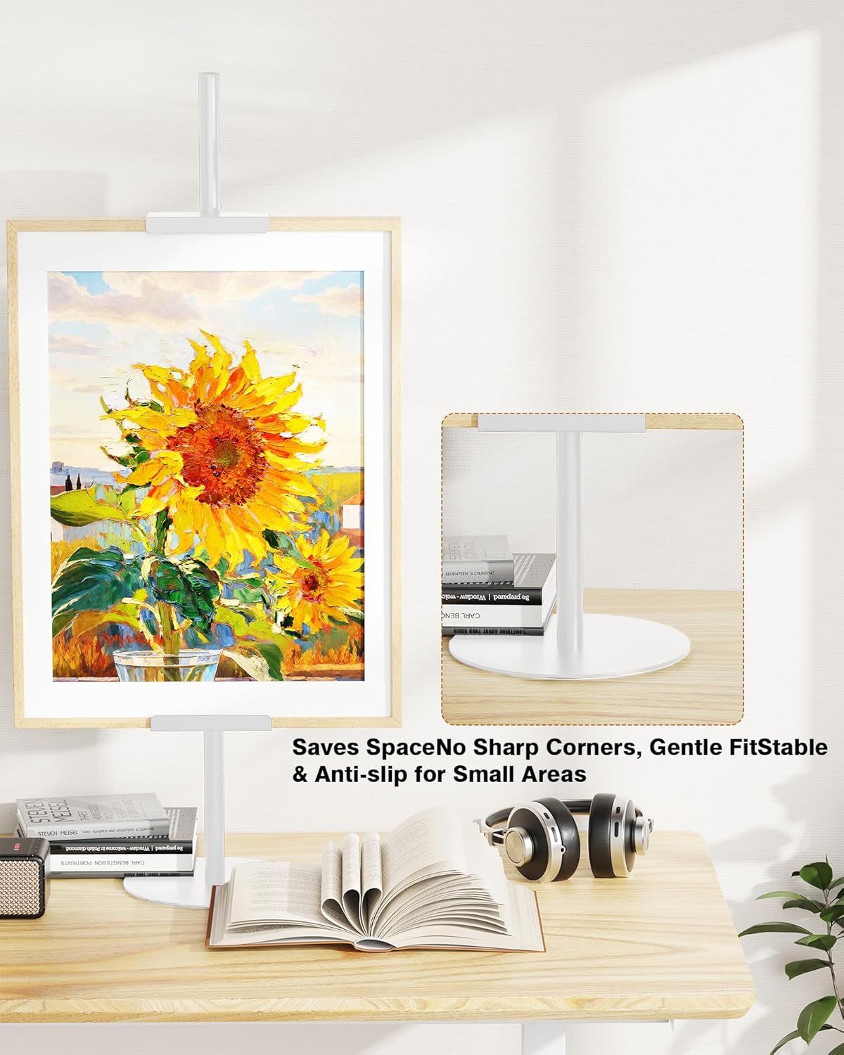 Adjustable Tabletop Easel Stand 29" H Picture Easels for Display with Extension Screws for Thin or Thick Metal Picture Frame Holder Stand Table for Picture, Artwork, Photos,Signs (White)