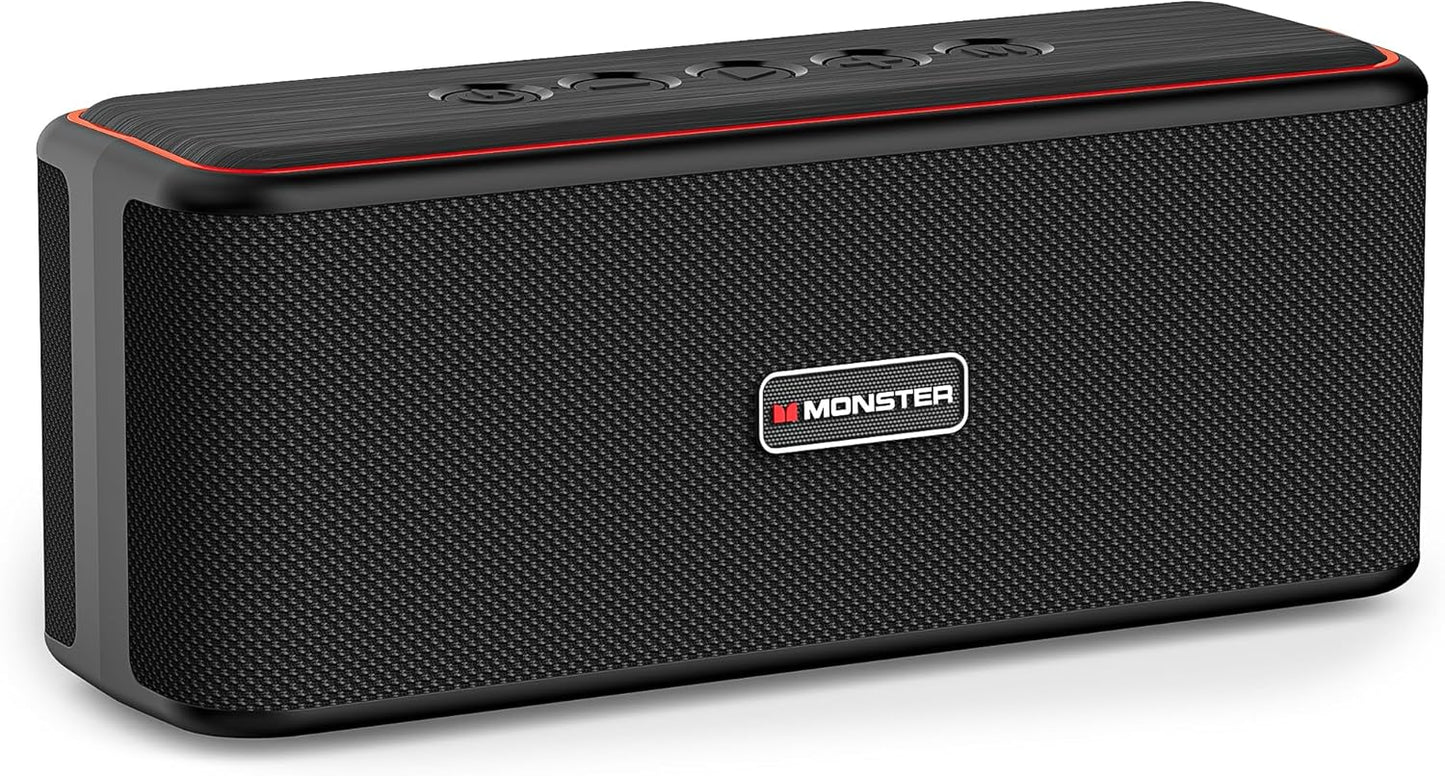 Monster Shock Plus Bluetooth Speaker,Portable Speaker with 40W Loud Stereo Sound, Bluetooth 6.0,TWS Pairing, 20H Playtime,Support AUX/TF Card,IPX6 Waterproof Wireless Speakers for Outdoor,Home,Travel