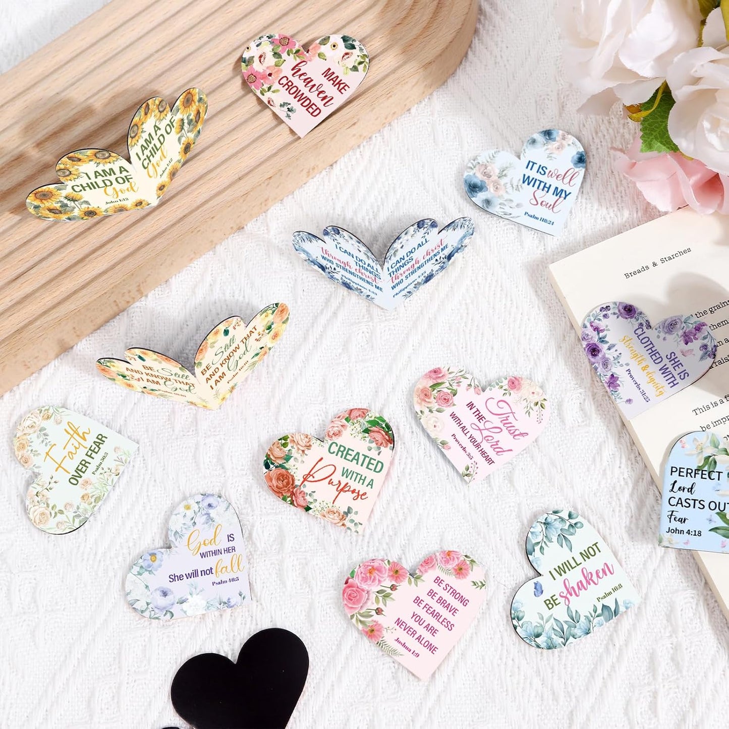 Christian Bible Magnetic Bookmarks Gifts - Wxiben 30 Pcs Inspirational Bookmarks for Women Bible Verses Floral Heart Book Mark Magnetic Page Clips Religious Gift for Church Reading Book Lovers Student