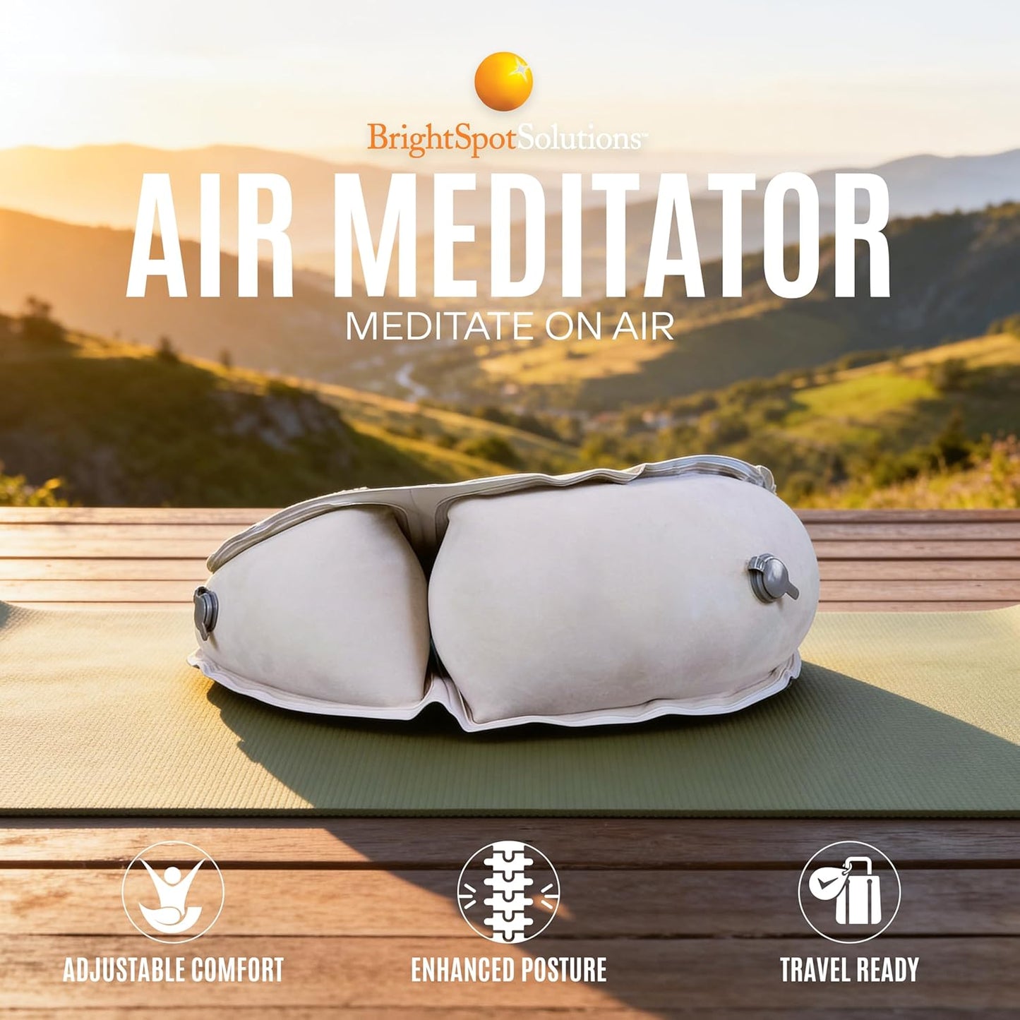 Air Meditator Inflatable Meditation Cushion and Travel Pillow – Meditate on Air in Total Comfort with Adjustable Three-Chamber Design for Enhanced Posture and Portability