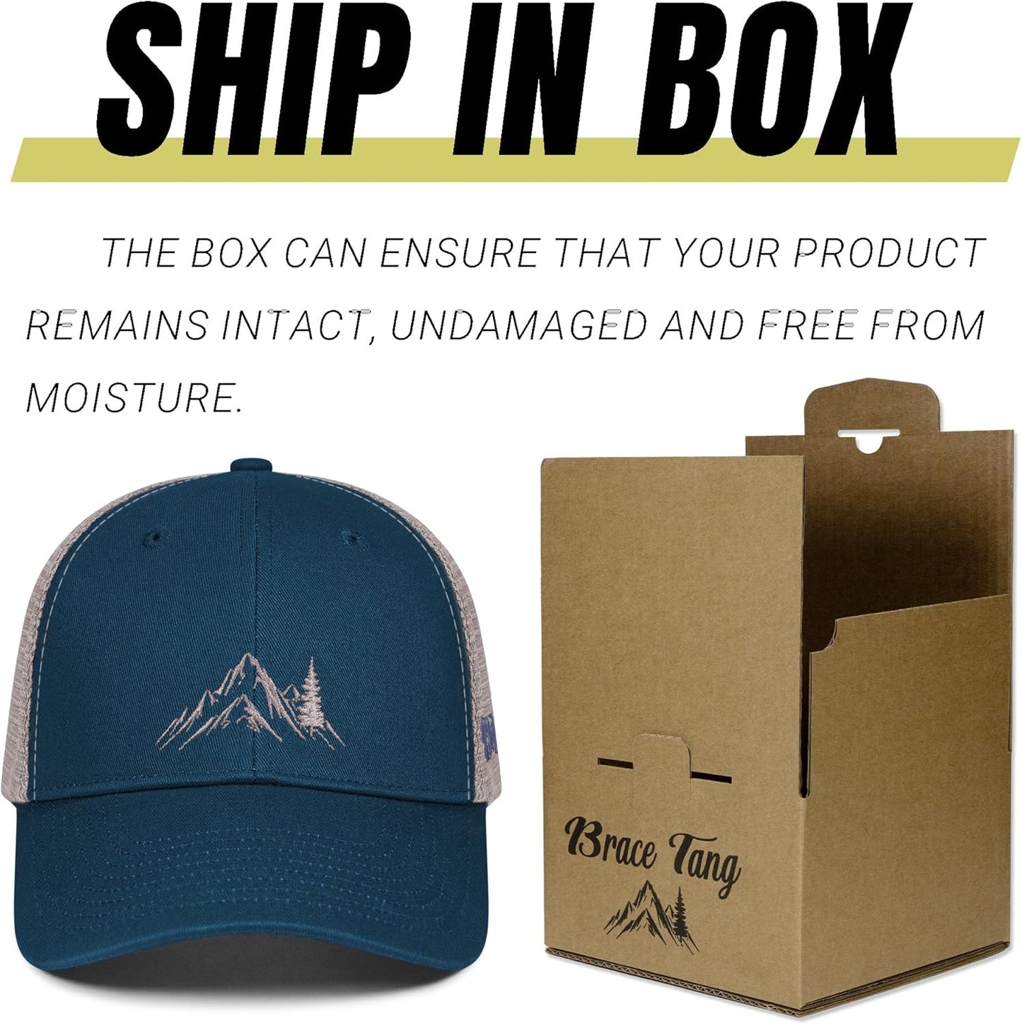 Mountain & Tree Outdoor Trucker Hat for Men Women, Embroidery Gift Baseball Cap for Hiking & Camping