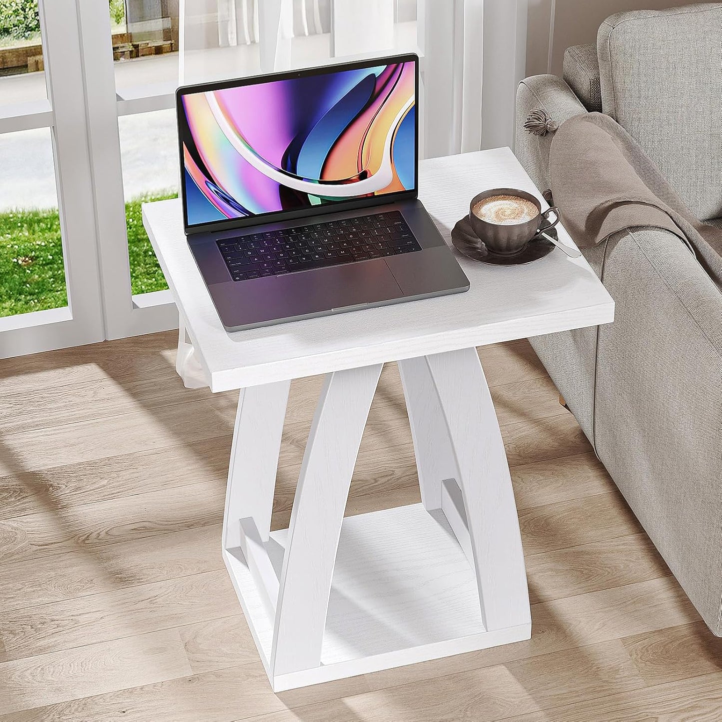 End Tables Living Room Set of 2. Side Tables Living Room. Side Table Beside Sofa. Modern End Table for Home. White End Tables Set of 2