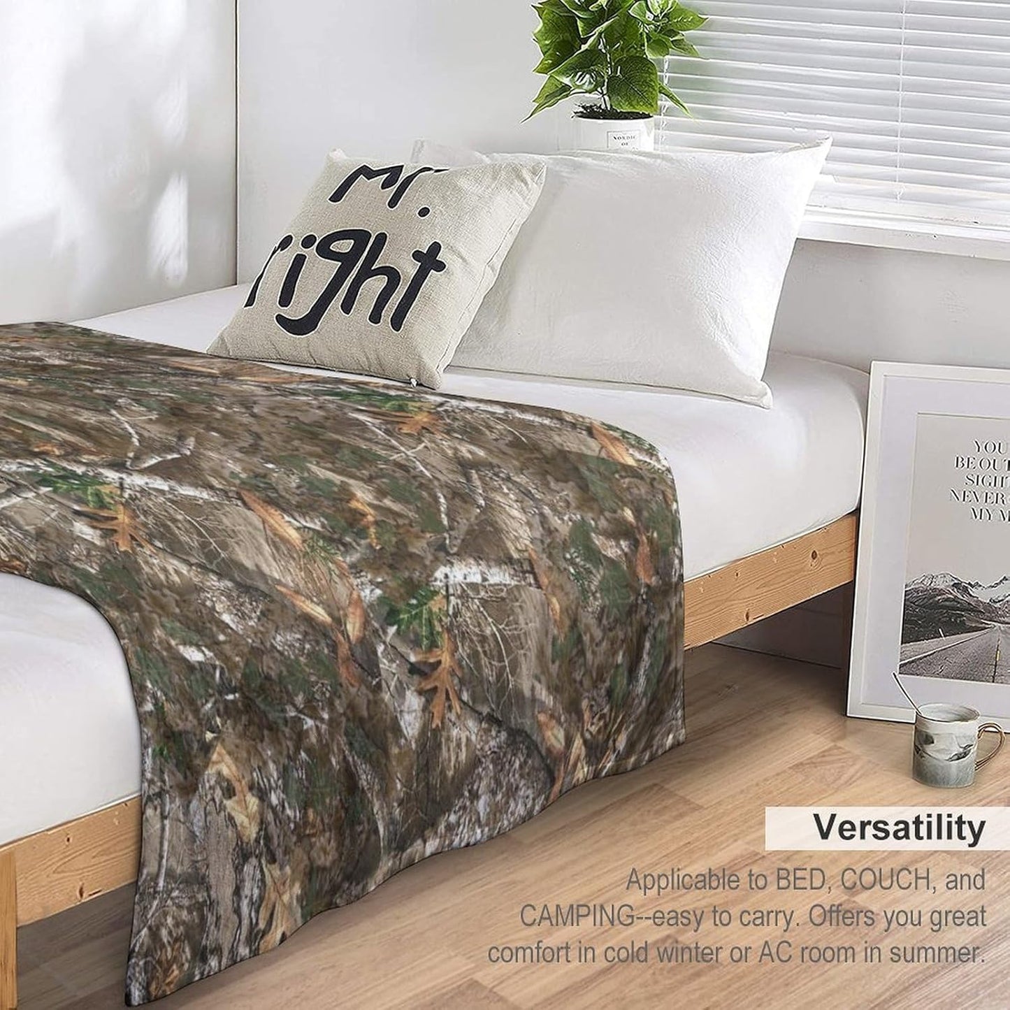 Oak Flannel Blankets, Green Forest Camouflage Design Throw Bed Blanket for Sofa Chair Bed 30"x40"