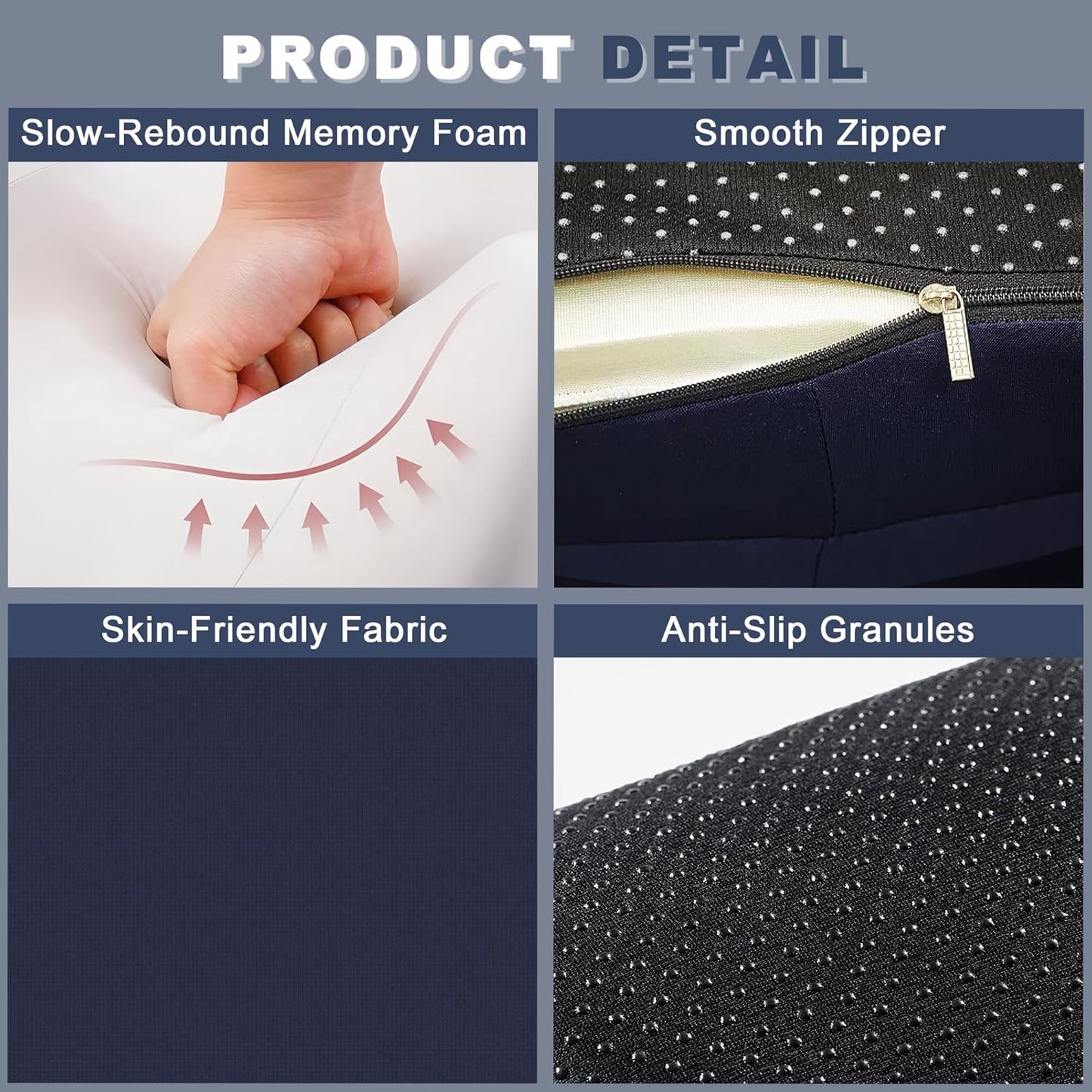 Memory Foam Ergonomic Wedge Pillow, Prone Pillow for Sleeping, Reading Pillow for Bed, Ergonomic Support for Back Pain & Sitting Up, Ideal for Massage, with Removable Cover