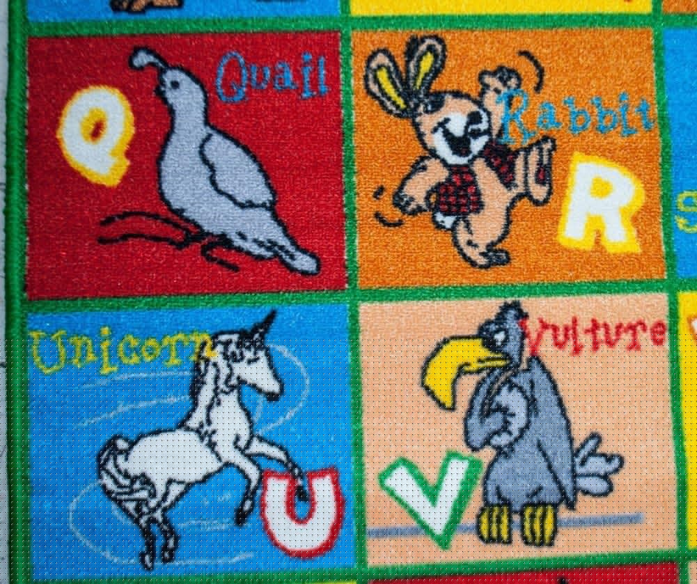 Mybecca Kids Rug ABC Animals Area Rug7' feet 2" inch 10' ft (7'2" X 10')(239cmx343cm) Non Slip Gel Backing