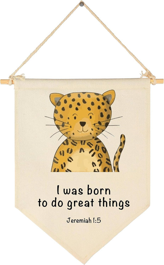 Animal Christian Nursery Decor-Bible Verse Art-Jungle Safari-Scripture Flag Decor Gift for Baby Boys Girls Newborn Kids-Banner Pennant Wall Sign Gifts for Nursery Baby Room Playroom Bedroom