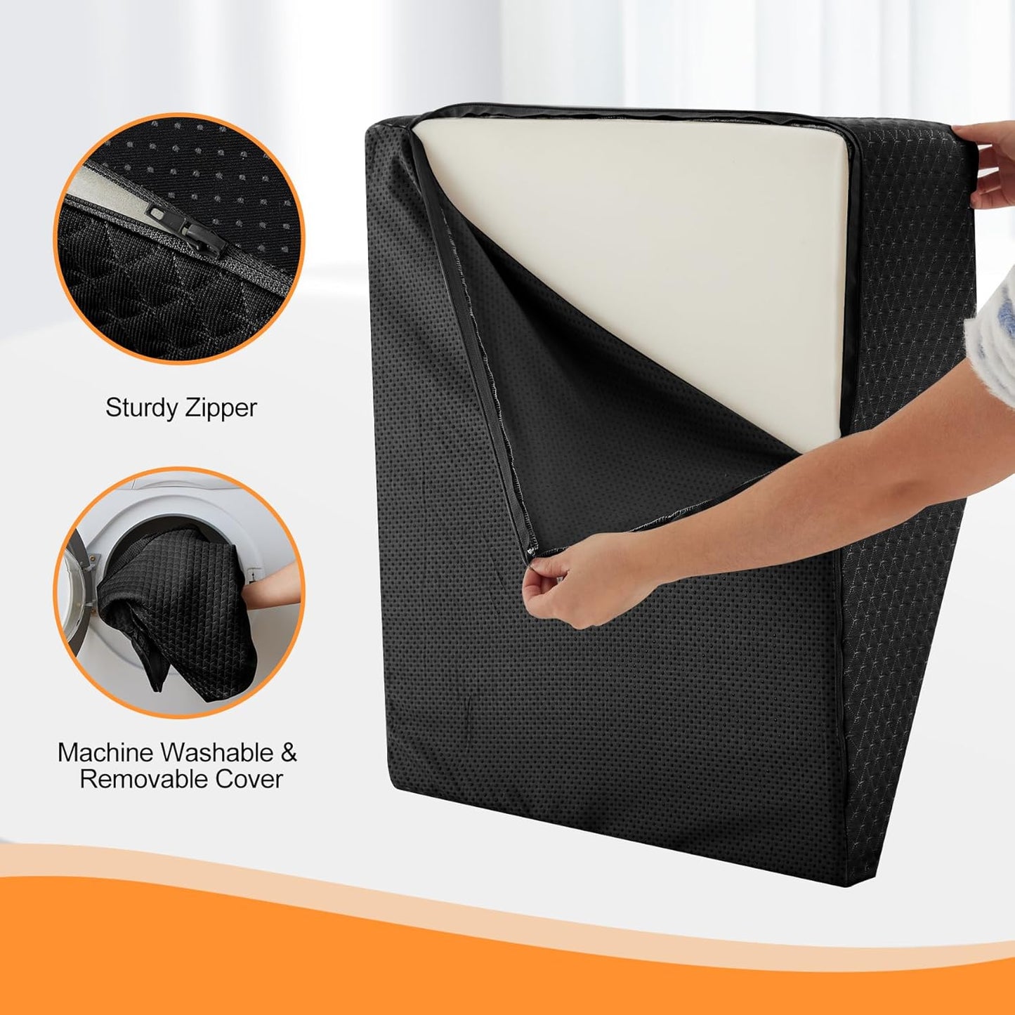 Leg Elevation Pillow for After Surgery, 8inch Foam Leg Elevating Pillow for Swelling and Blood Circulation, Leg Wedge Pillow for Sleeping, Knee Pillow for Knee Hip Ankle Pain Relief, Black