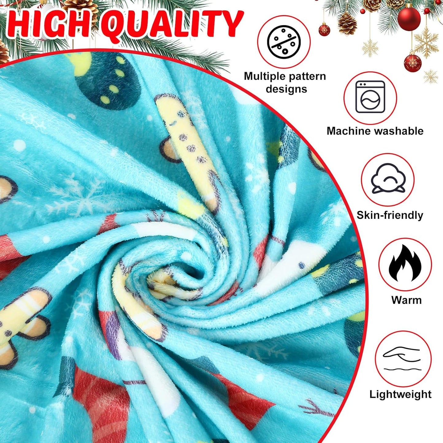 6 Pack Christmas Throws Blanket Bulk Christmas Flannel Blanket Xmas Lightweight Throw Soft Warm Fluffy Plush Quilt for Living Room Couch Dorm, 40 x 50 Inches