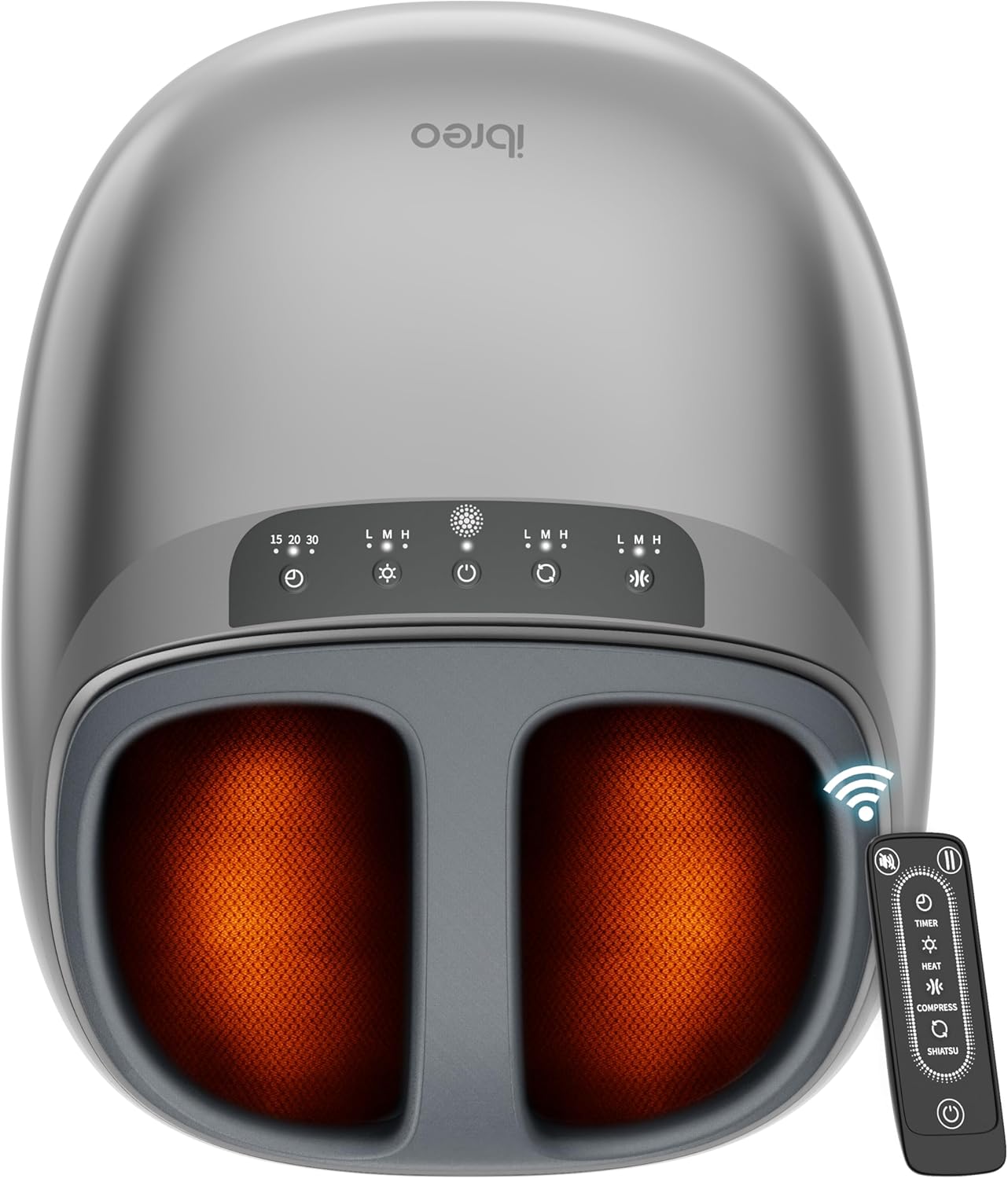 Shiatsu Foot Massager Machine with 3-Level Heat, Deep Kneading Therapy, Air Compression, Auto-off Timer, Remote Control, for Plantar Fasciitis, Neuropathy, Pain Relief, for Men Women Size up to 13