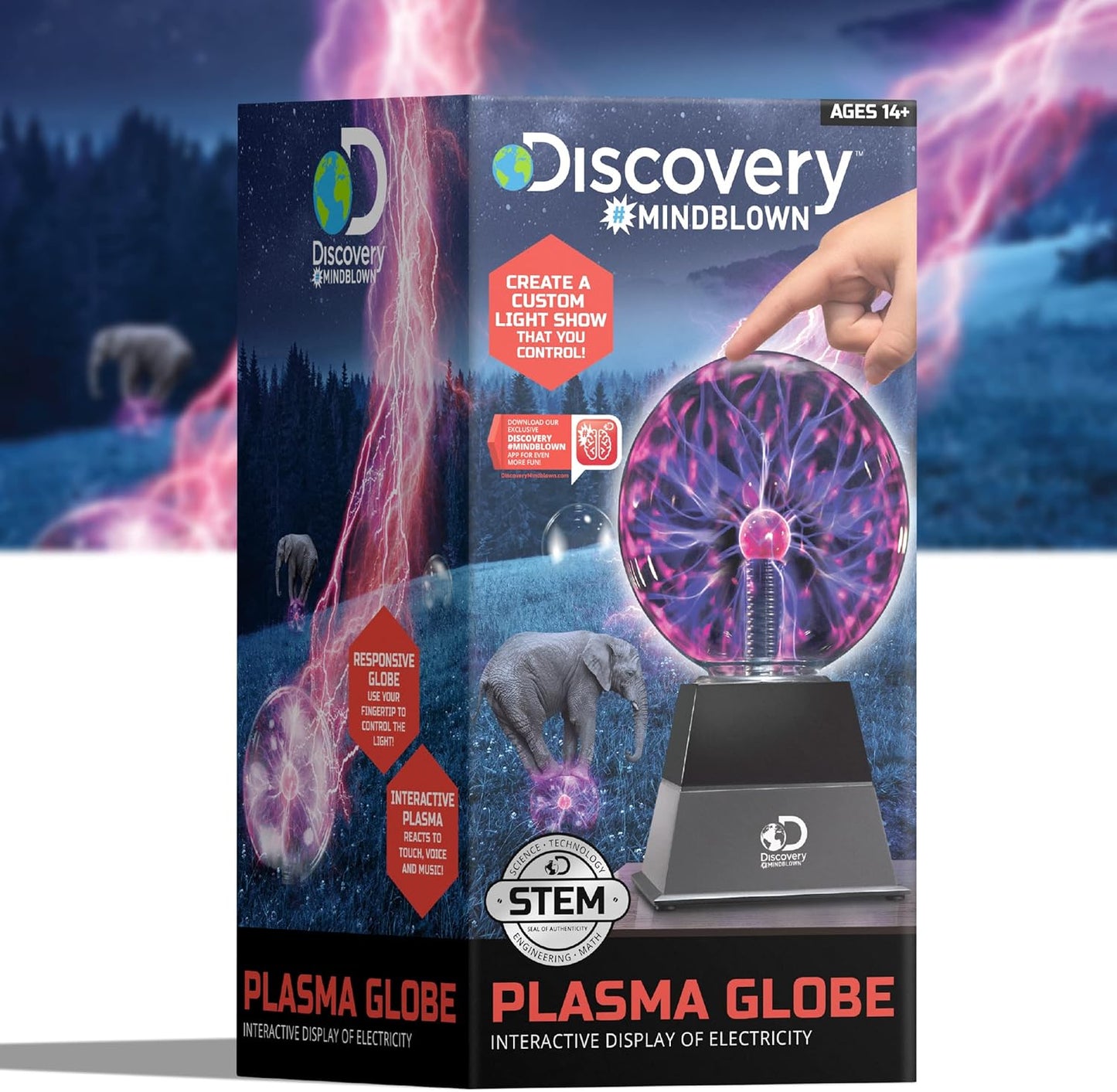 Discovery™ Plasma Globe Lamp, Touch & Sound Sensitive Lightning, Interactive Electric Plasma Ball for Hands-On STEM Learning, Plug-in Bedroom & Desktop Decorative lamp