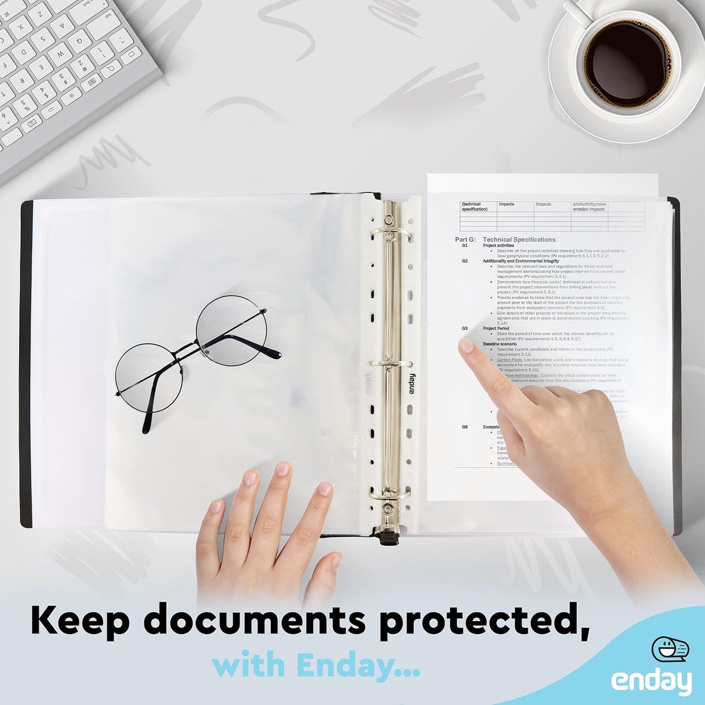 Clear Sheet Protectors for 3 Ring Binder Page Protectors 50 Pack- 8.5” x 11” Non Glare, Clear Heavy Duty Page Protector Binder Sleeves, Plastic Sheet Protectors - by Enday