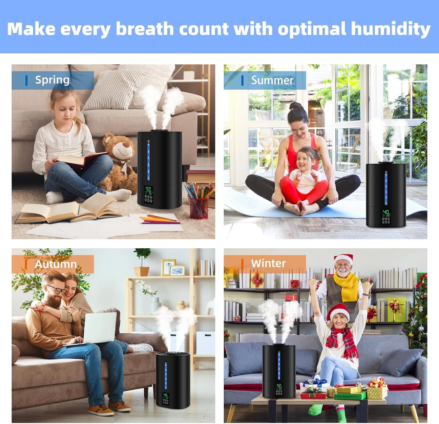 6L Humidifiers for Bedroom Large Room Home,Cool and Warm Humidifier for Baby and Plants Hot Mist Top Fill Desk Humidifiers Oil Diffuser,Quiet,Adjustable Mist,360°Nozzle-Black(2026 Upgraded)