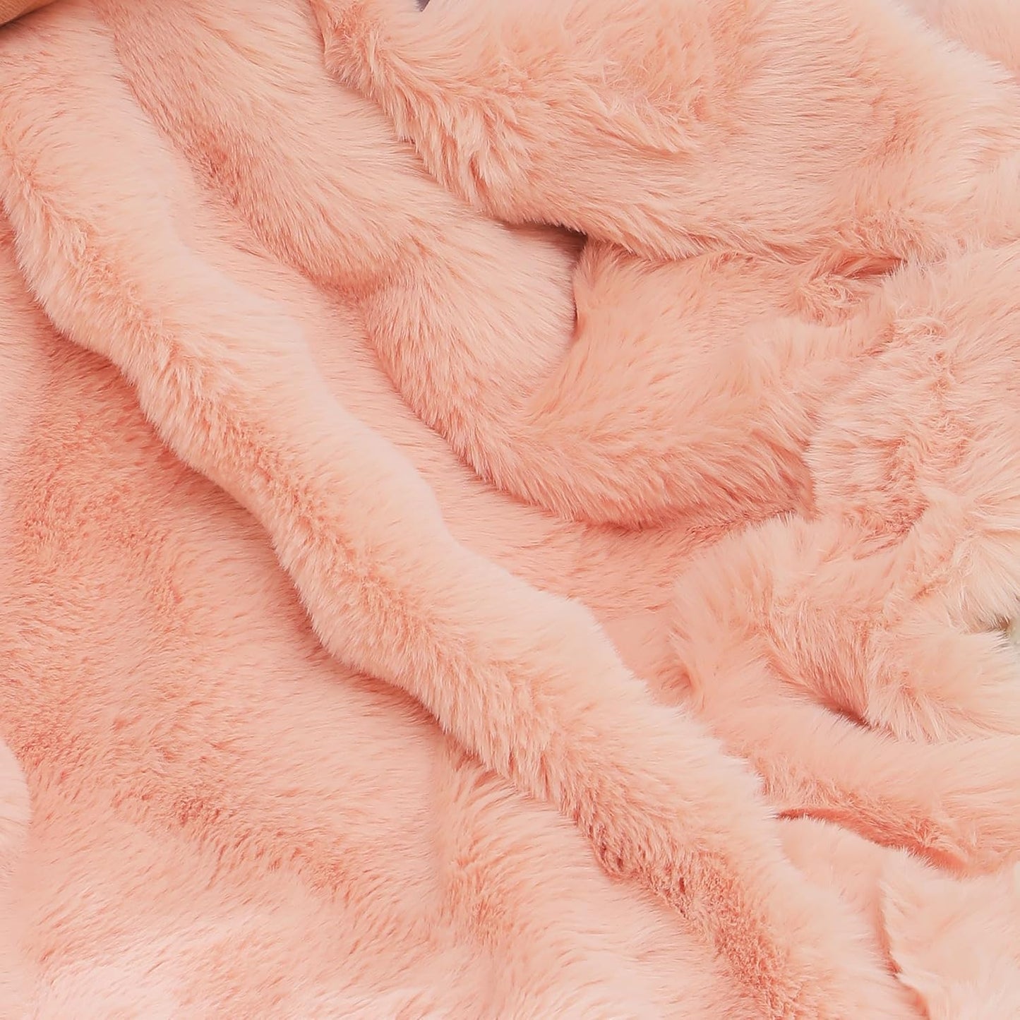 RYNGHIPY Faux Fur Bed Blankets Fluffy Warm Throw Blanket for Sofa Couch Soft Plush Decorative Blanket Thick and Heavy Cute Bubble Furry Blanket (Blush, 51''x63'')