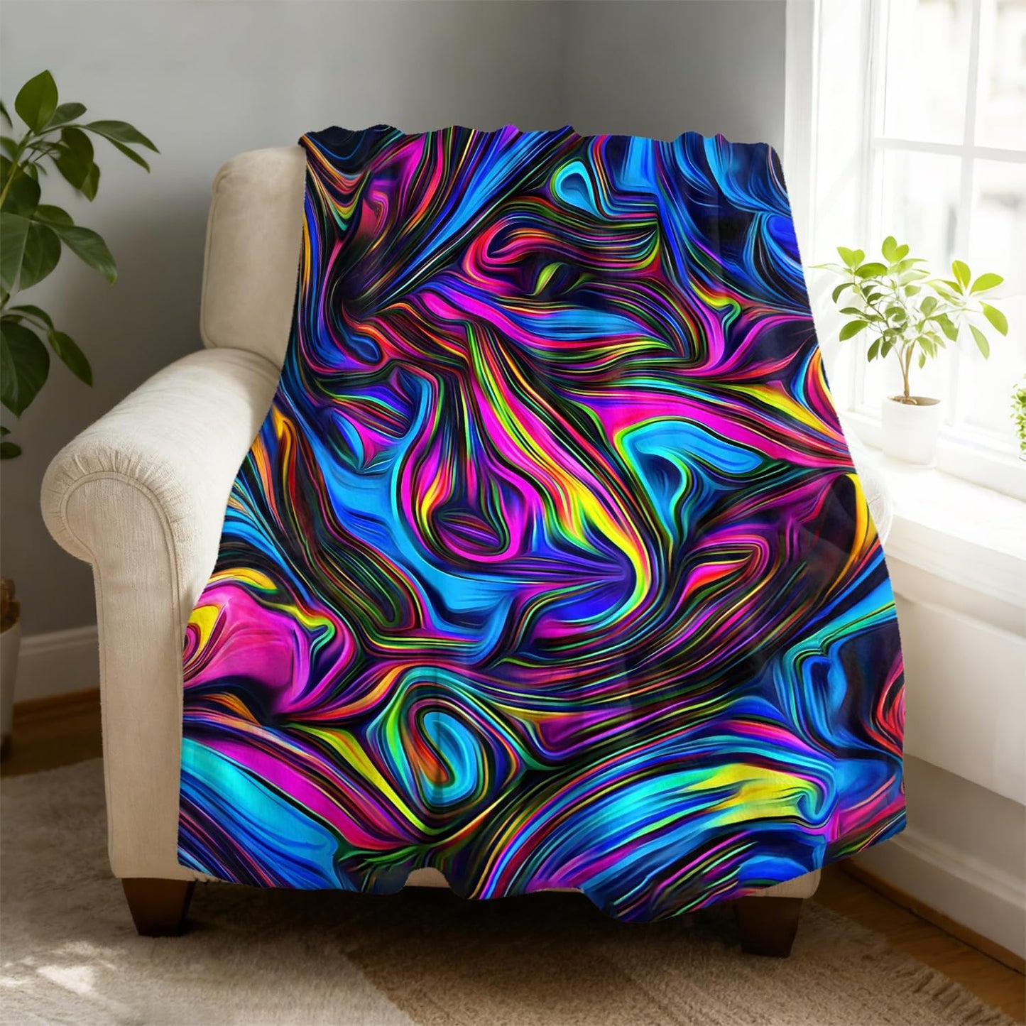 Colorful Fleece Throw Blanket 40 x 50 inches for Couch Sofa Bed,Super Soft Cozy Plush Microfiber Flannel Blanket Lightweight for Women, Men and Kids