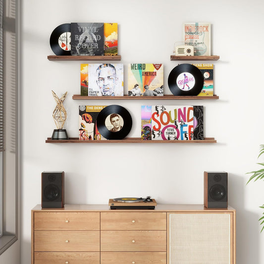 Floating Picture Ledge Shelves Set of 8, 16 Inch Shelves with Lip - Large Nursery Book Shelf for Toys Storage, Kids Bookshelf, Living Room, Bedroom Decor Frames
