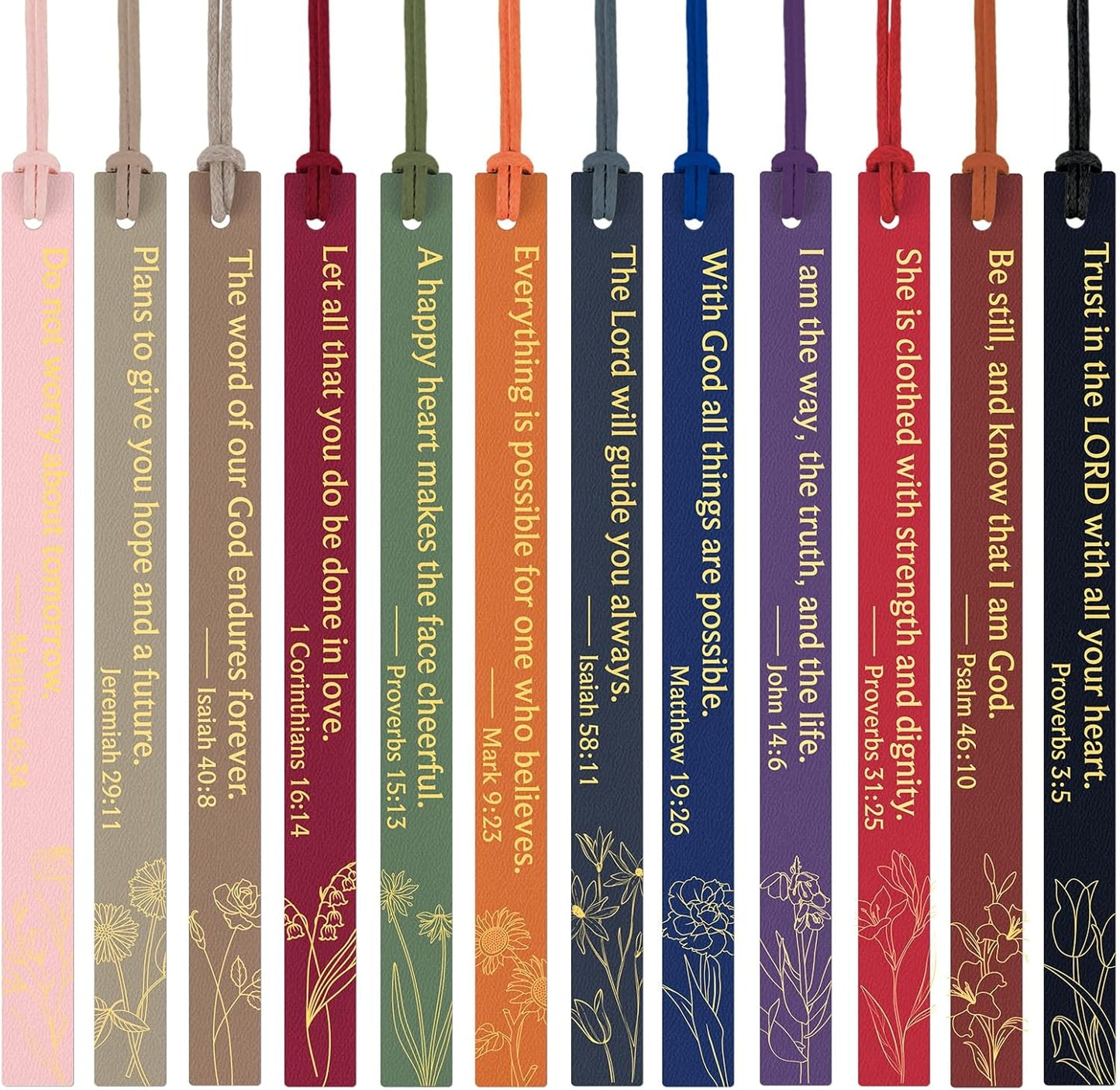 12Pcs Bible Bookmark, Christian Bookmarks for Women Leather Religious Christian Easter Gifts for Book Lovers Readers Women Students (Retro)