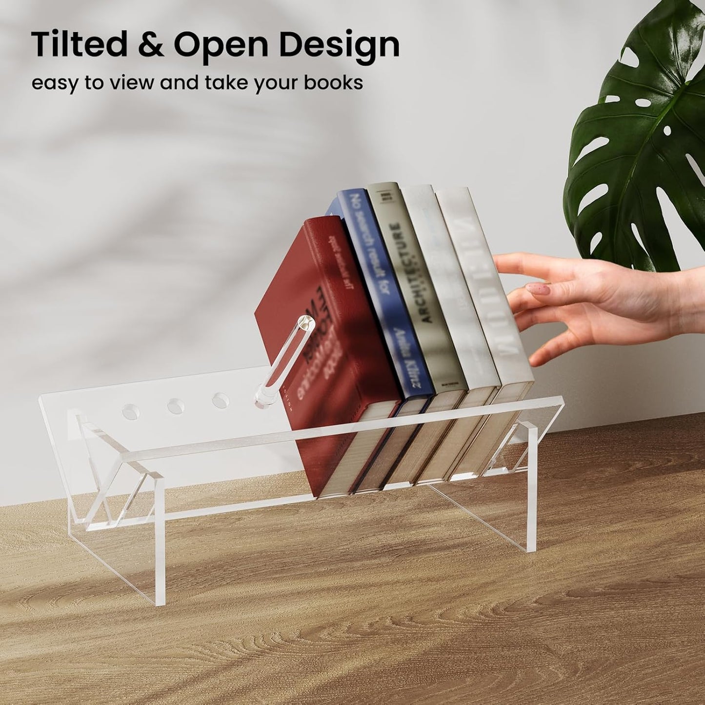 Sumerflos Acrylic Desktop Bookcase, Book Storage Organizer Bookshelves, Clear Mordern Tabletop Storage Rack for Office Home Shelf Display for Cd/Magazine/Book - Clear