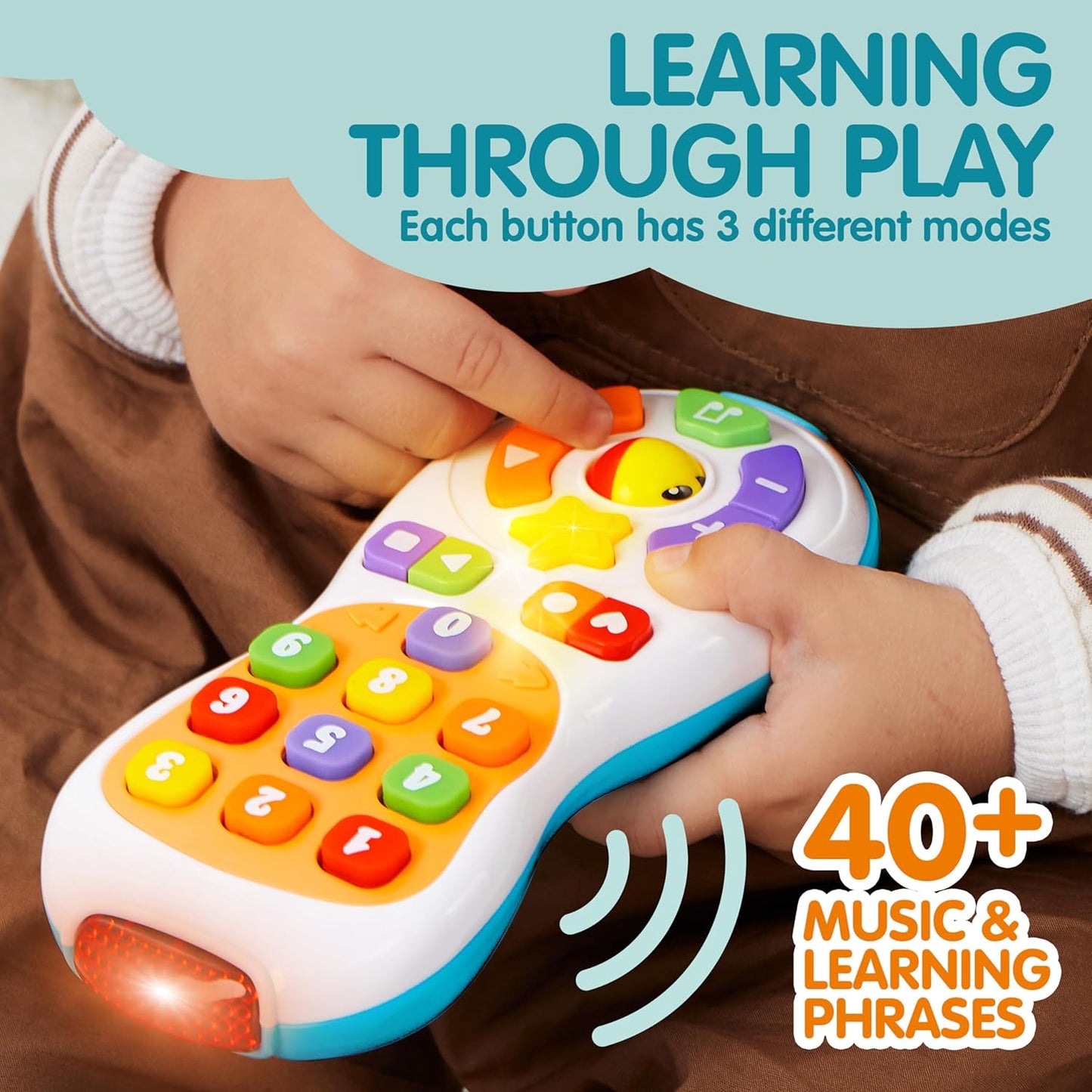 JOYIN Baby Toys 6-12 Months - TV Remote Control Toy with 40+ Music and Learning Phrases & Volume Control, Birthday Gift for Todder Girls Boys, Easter Basket Stuffers