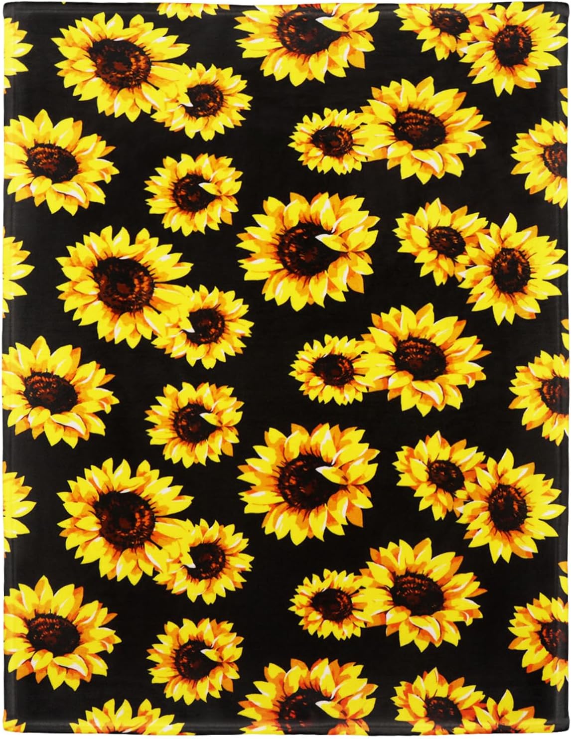 HommomH Sunflower Blanket, 60"x80" Double Sided Print Soft Warm Reversible Throw Blanket for Women Girls Birthday, Black