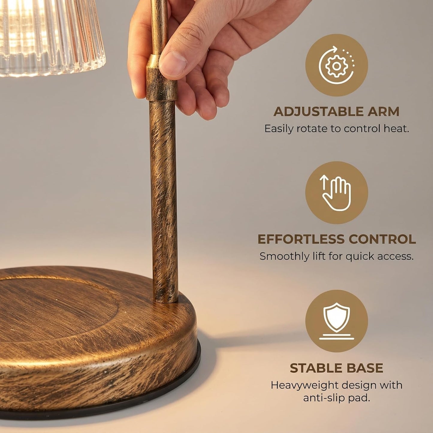 Candle Warmer Lamp with Timer & Dimmable,Wireless Remote Control Candle Warmer, Height Adjustable Wax Warmer Lamp for Jar Candles,Gifts for Women/Mom,Modern Home Decor. (Bronze)