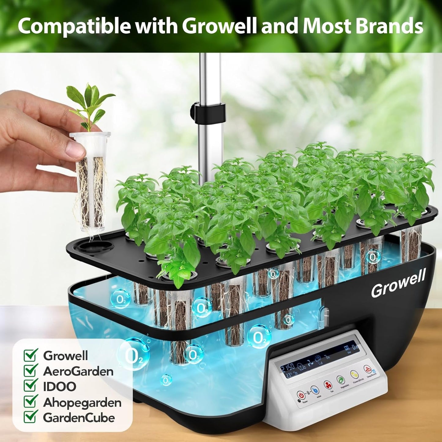 120Pcs Hydroponic Pods Kit, 60 Grow Sponges with 60 Pod Labels, Breathable Replacement Pods Compatible with AeroGarden & Most Hydroponics Growing System, Seed Starter Pods for Indoor Garden