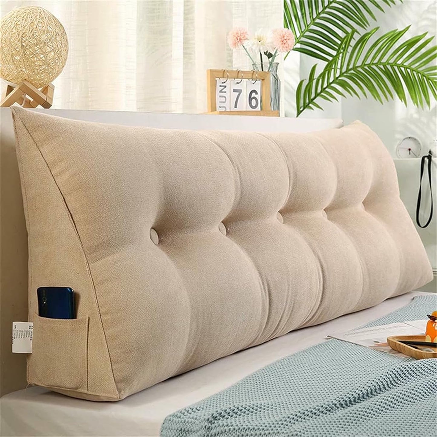 Triangular Headboard Pillow, Solid Color Triangle Cushion Reading Pillow, Large Bolster Positioning Support Wedge Pillow for Daybed Bed with Removable Cover~/