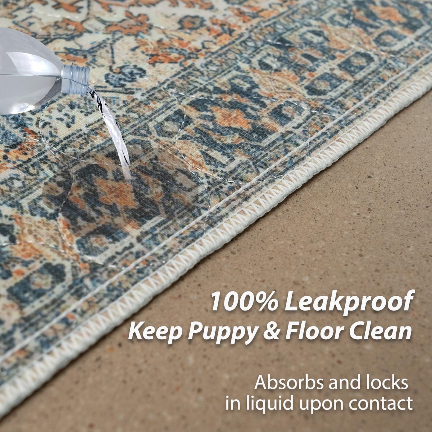 nunubaby Reusable Potty Pads for Dogs for Crates and Floors. Washable Pee Pads for Dogs, Stylish, Non-Slip and Leak-Proof Pee Pads. (Beige/Multi, 18" x24" )