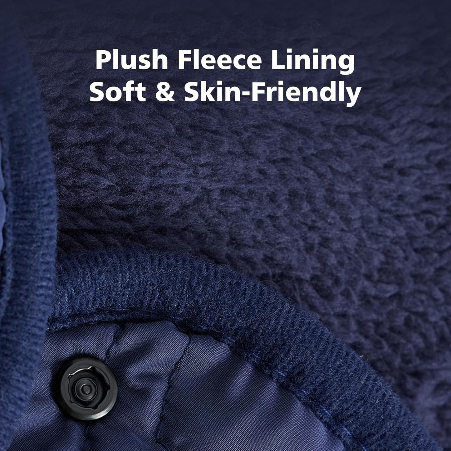 Quilted Fleece Wearable Blanket, Soft Warm Plush Throw for Office & Couch, Dual-Fabric Shawl with Snaps Navy Blue