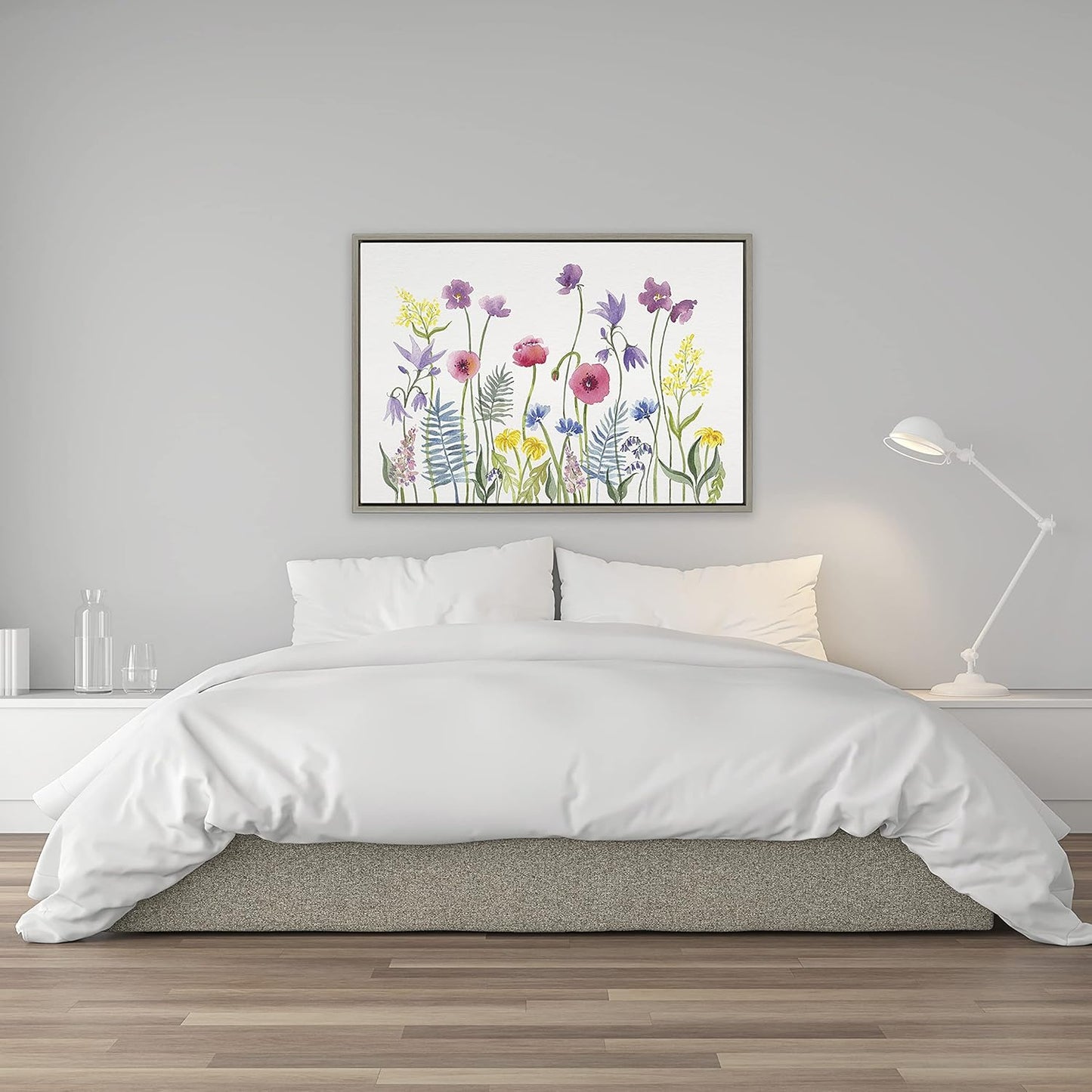 Kate and Laurel Sylvie Wildflorals Framed Canvas Wall Art by Patricia Shaw, 23x33 Gray, Decorative Flower At for Wall