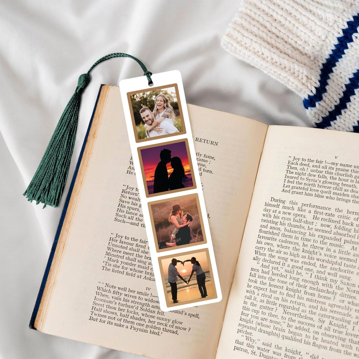 Personalized Bookmark with Photo - Custom Metal Bookmark for Book Lovers Readers Women (Metal & 4 Photo Collection)