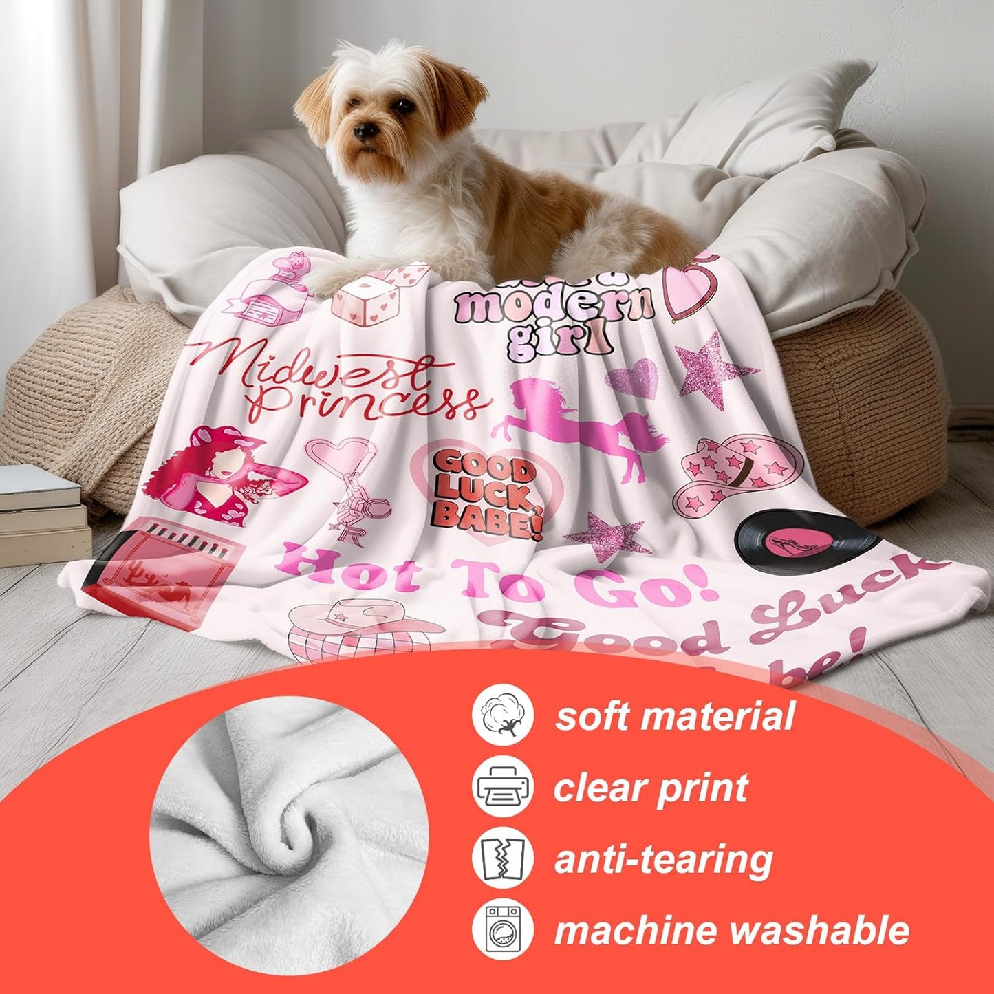 50"x 40" Pink Music Pony's Singer Throw Blanket, Chappell Gifts for Girls Fans Women, Soft Blankets All Seasons, Plush Cozy Lightweight Flannel Quilts for Bedroom Sofa Couch Living Room