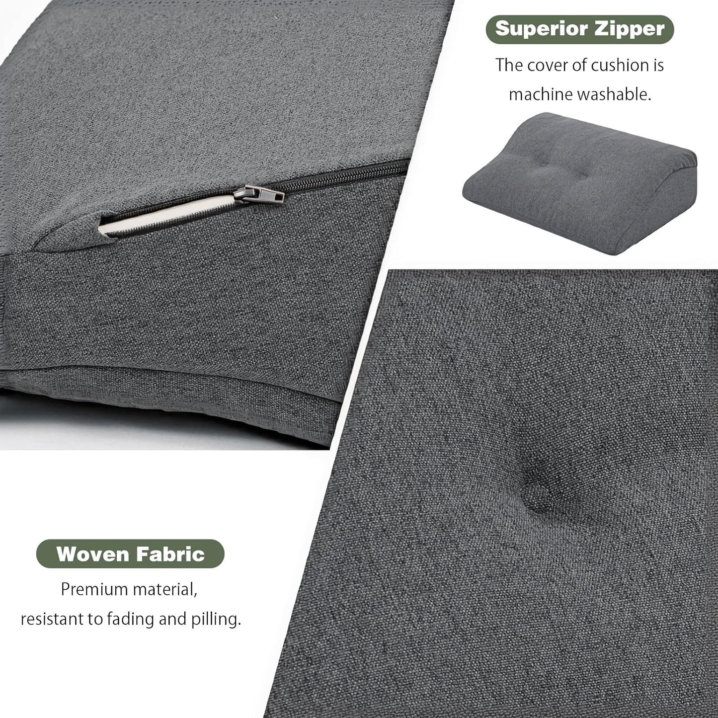 baibu Lumbar Support Pillow for Recliner, Large Memory Foam Dual-Layer Patent Design Back Support Cushion for Sofa & Gaming Chair, Ergonomic Lumbar Pillow with Machine Washable Cover, Dark Grey, 1P