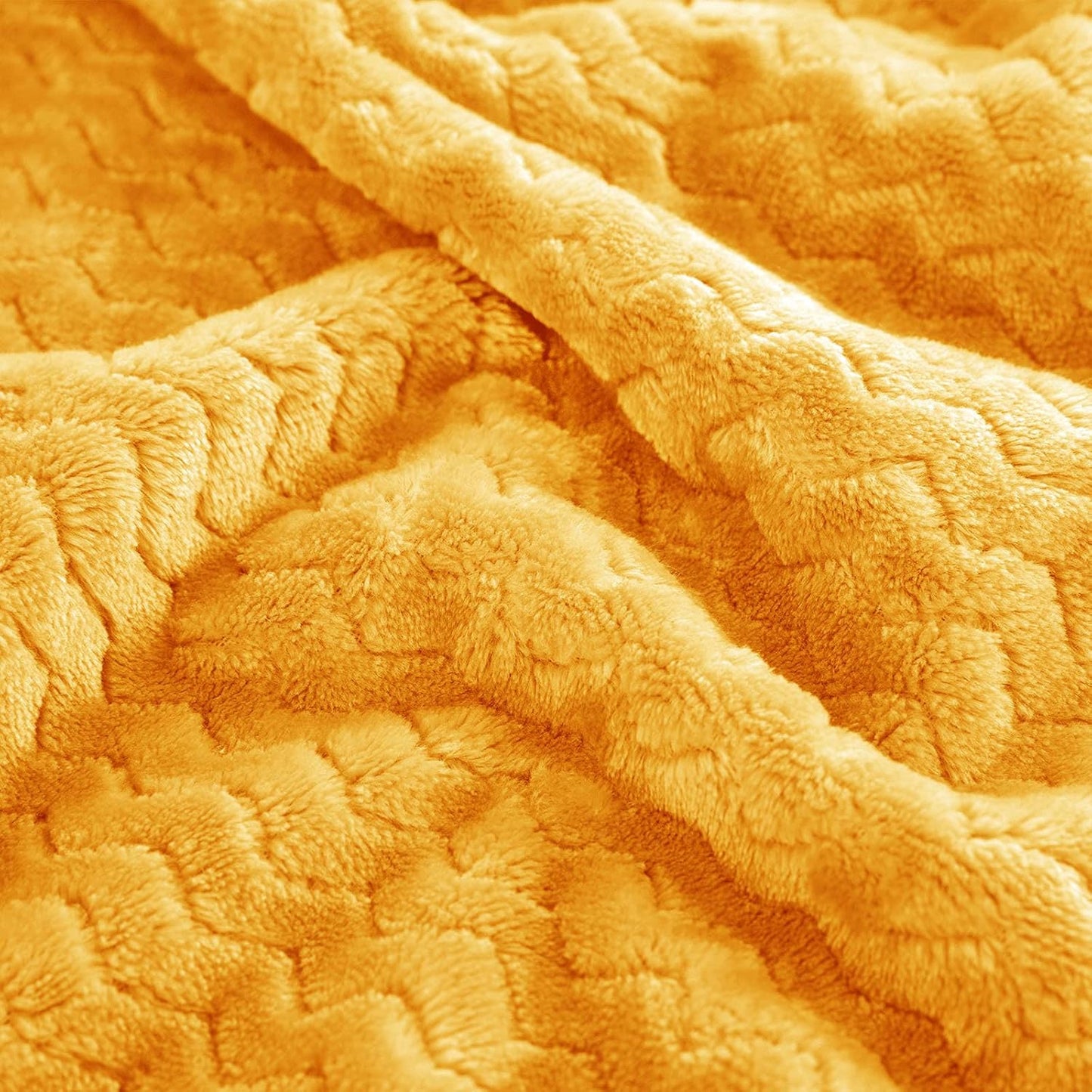 Whale Flotilla Breathable Fleece Twin Size Blanket for Bed(90x66 Inch), Super Soft Fuzzy Blankets for All Season, Lightweight and Fluffy, Yellow(Chevron)
