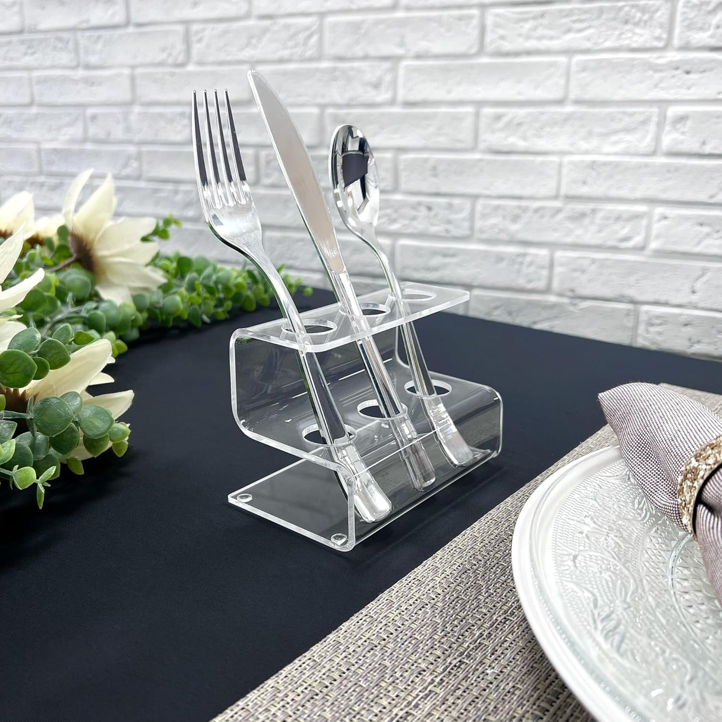 Plymor Clear Acrylic Flatware Display Stand, 3.25" H x 4.5" W x 3" D